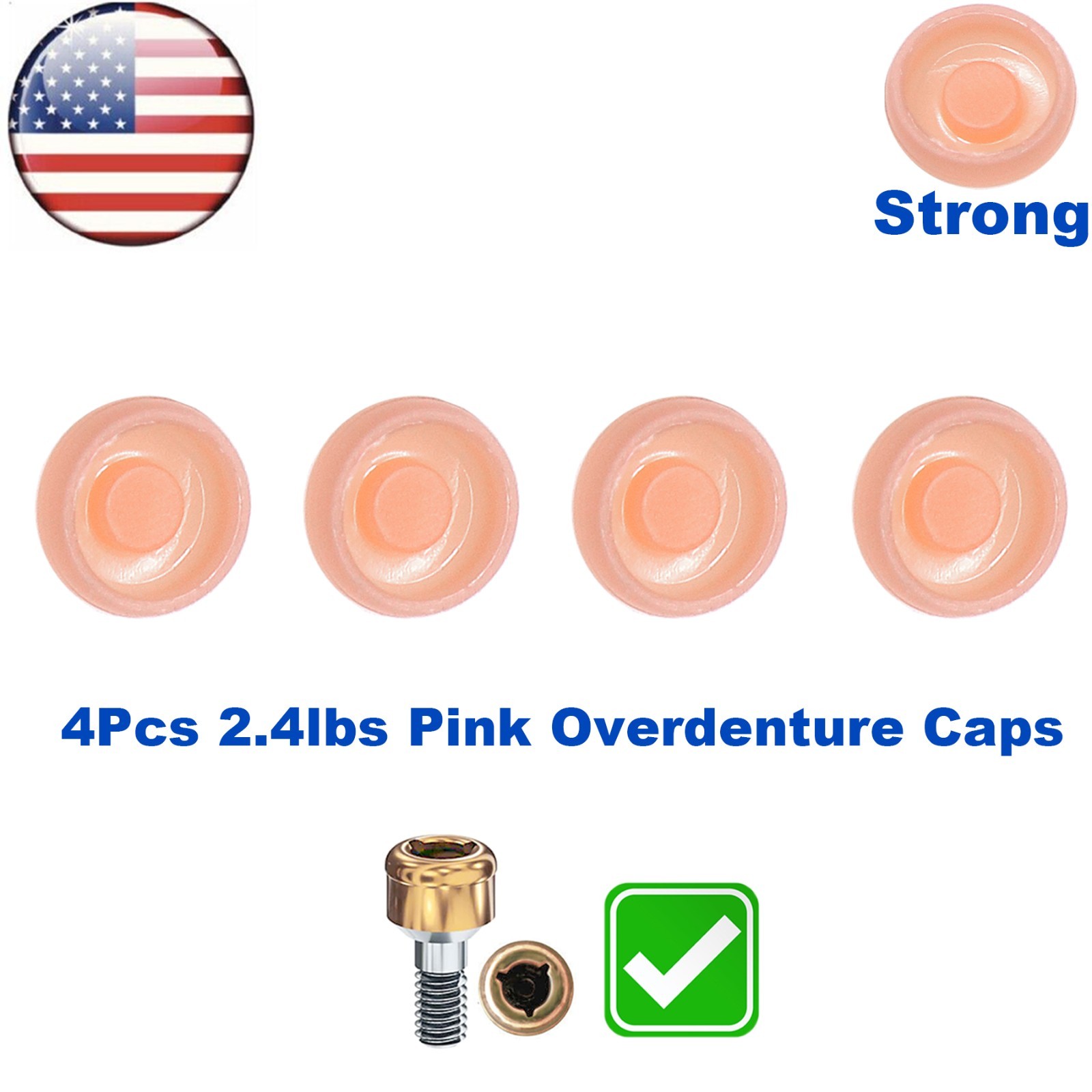 US 4Pcs Dental Implant Overdenture Retention Caps For Locator Abutment Insertion