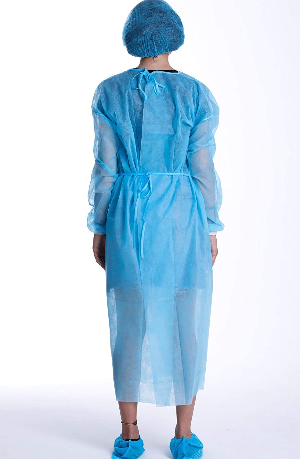 Case of 105 Disposable Isolation Gown with Knit Cuff Blue Dental-Medical