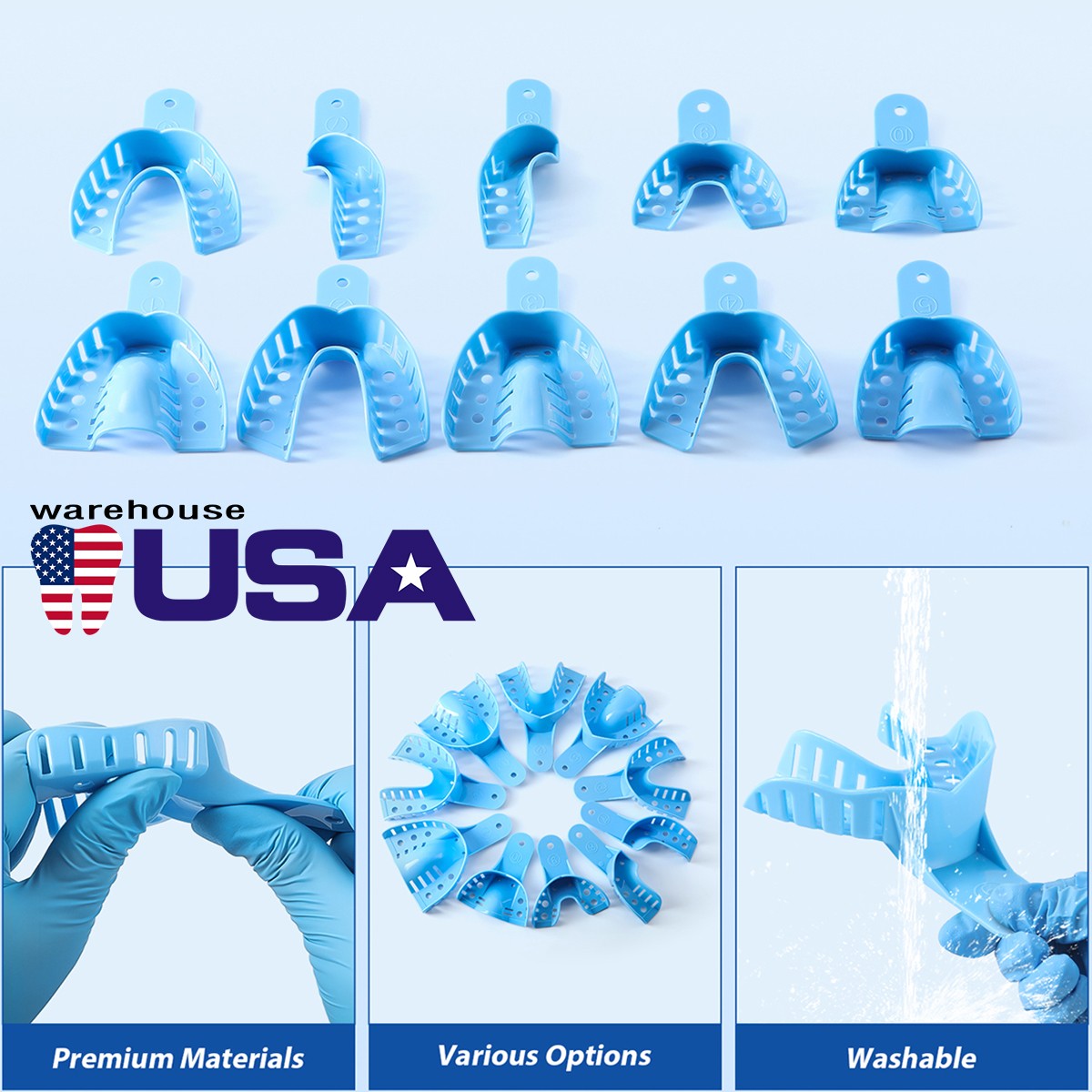 Dental Impression Trays Perforated Plastic Disposable (CHOOSE SIZE) 12 Trays/Bag