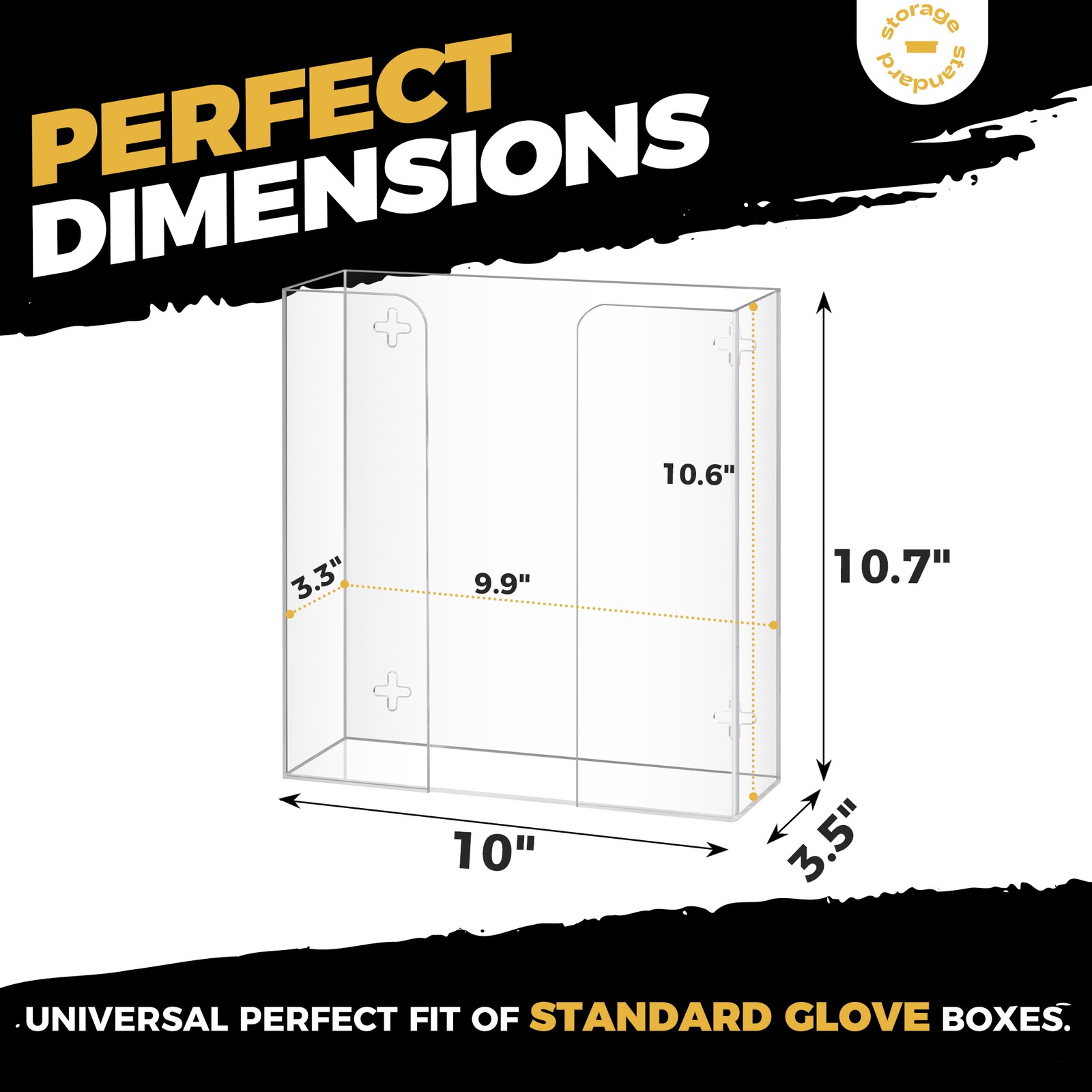 Double Glove Box Holder Dispenser – Wall Mount or Countertop Load Open Top Clear