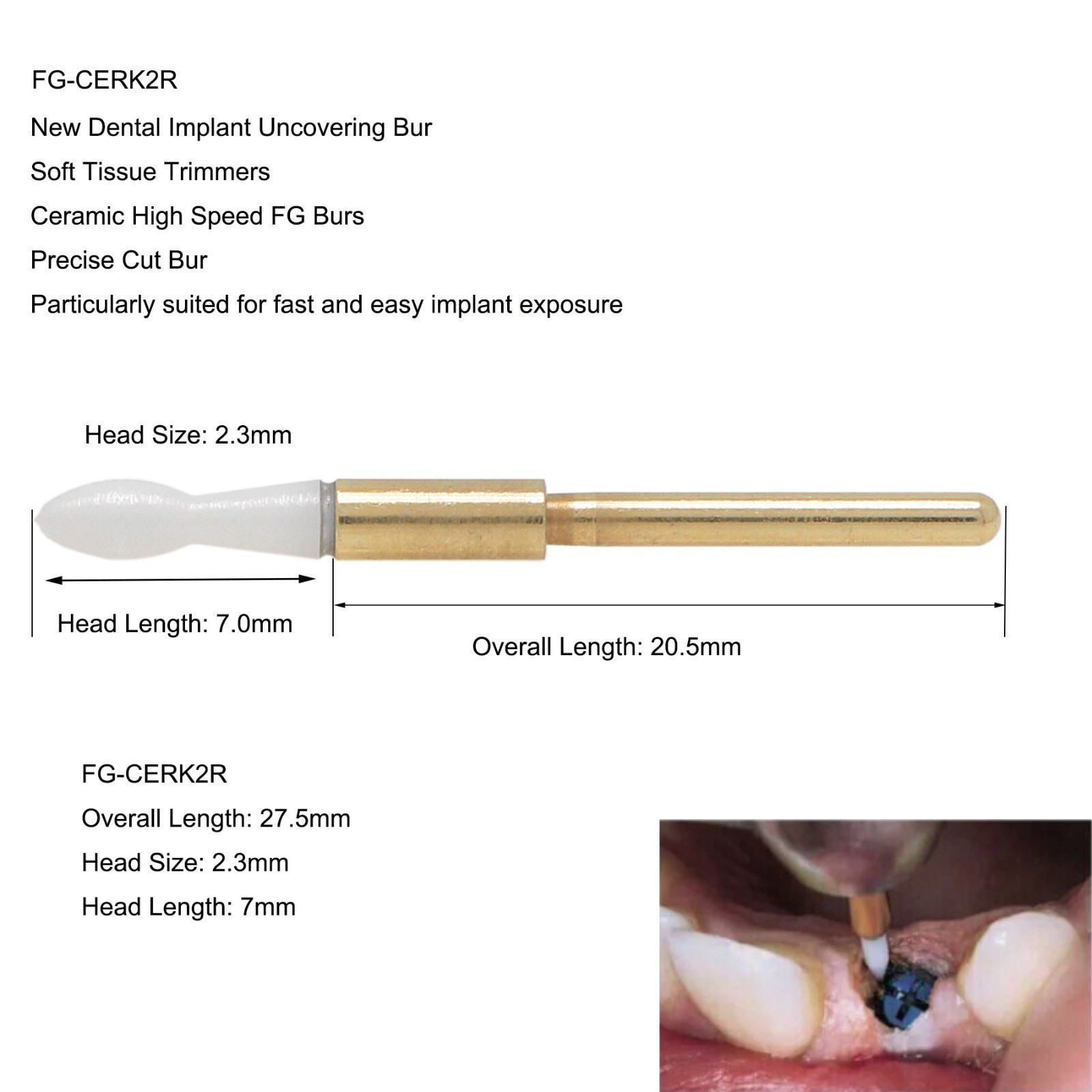 Dental Surgical Soft Tissue Trimmer Ceramic Burs Gingival Precise Cut Burs 4pcs