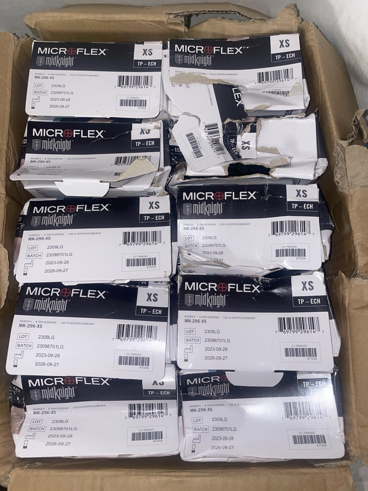 Qty 1000 Gloves Ansell Microflex Mid Knight Nitrile Gloves Size XS (Extra Small)