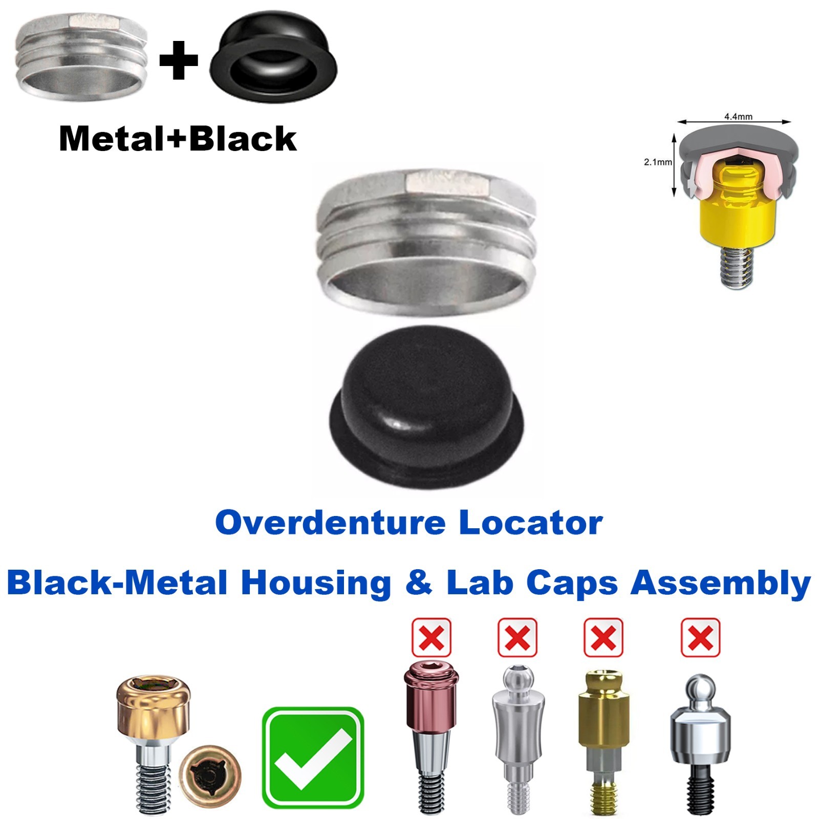 US 20Pcs Overdenture Abutment Retention Caps For Dental Locator Inserts Implant