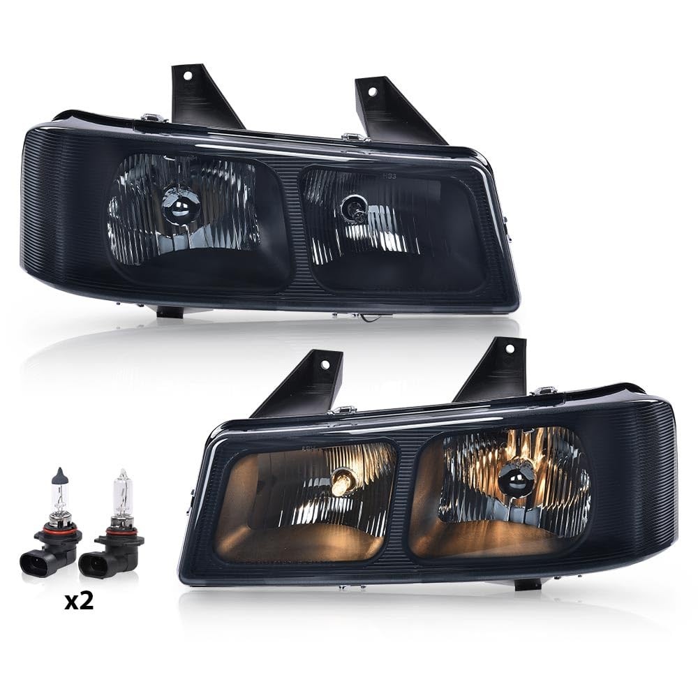 Smoky Chrome Amber Headlights w/Bulbs Chevy Express GMC Savana 1500-3500 03-19