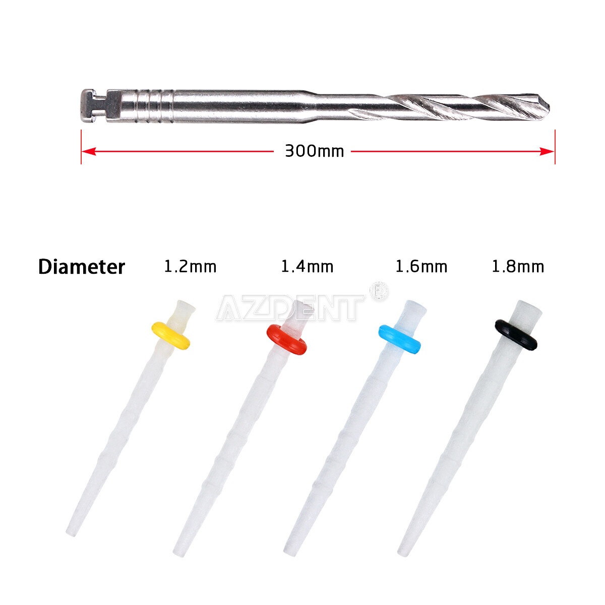 5 Packs Dental Fiber Posts Glass Quartz Resin Screw Thread Restorative 4Drills