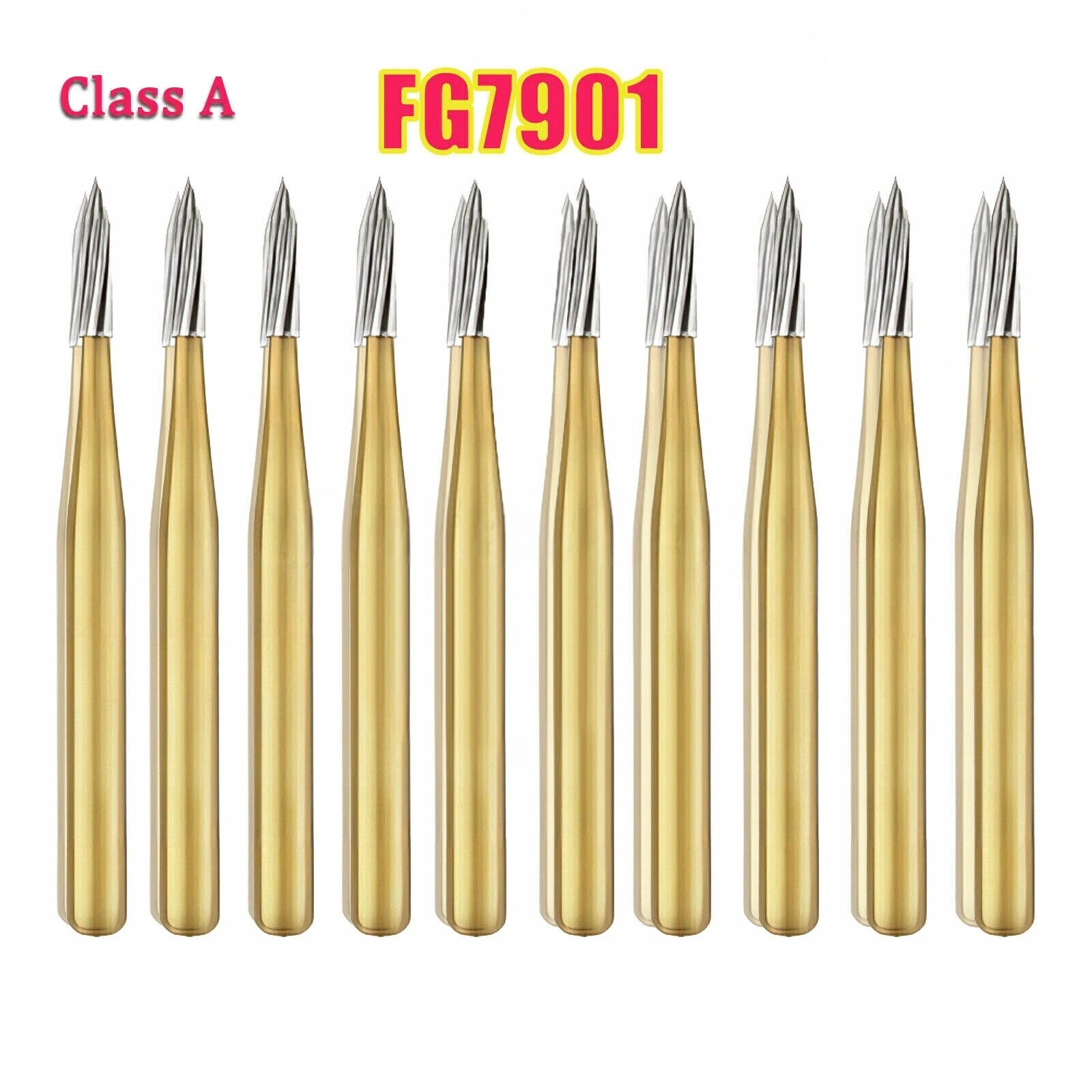 TRIMMING & FINISH DENTAL CARBIDE BURS 12 BLADES FF 7901 NEEDLE 10/PK
