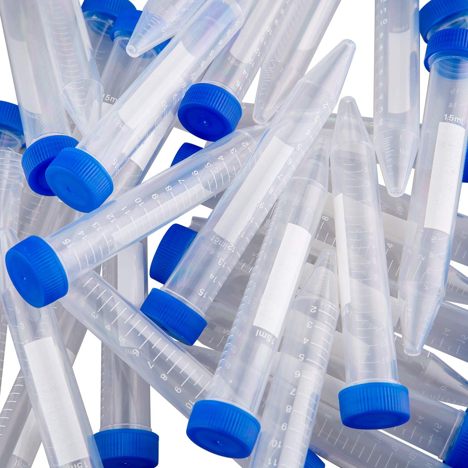 50X 15ml Plastic Centrifuge Test Tube Vial Container Self Standing Screw Cap New