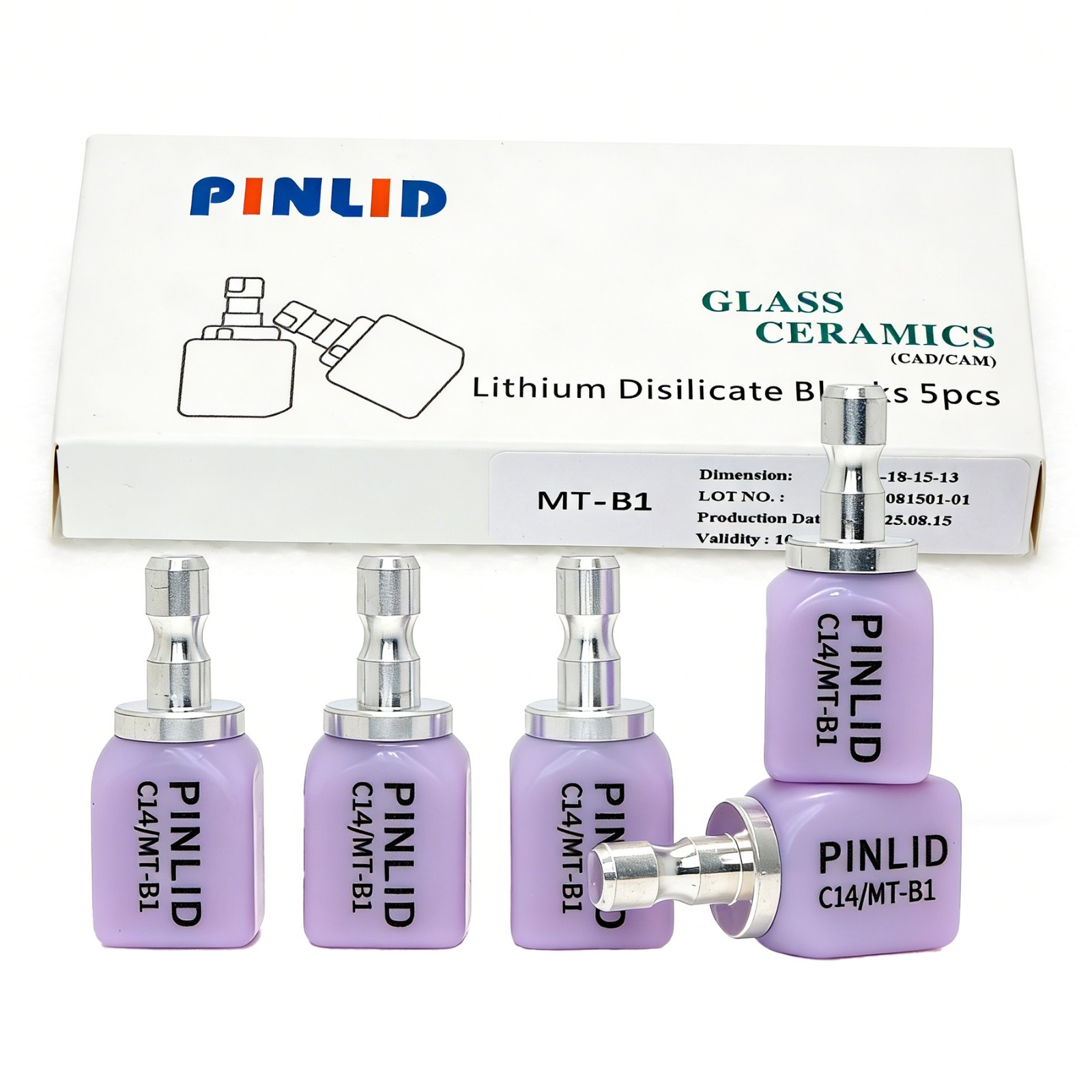 US MT C14 Lithium Disilicate Block Dental CAD/CAM Glass Ceramic 5Pc/Pk For CEREC