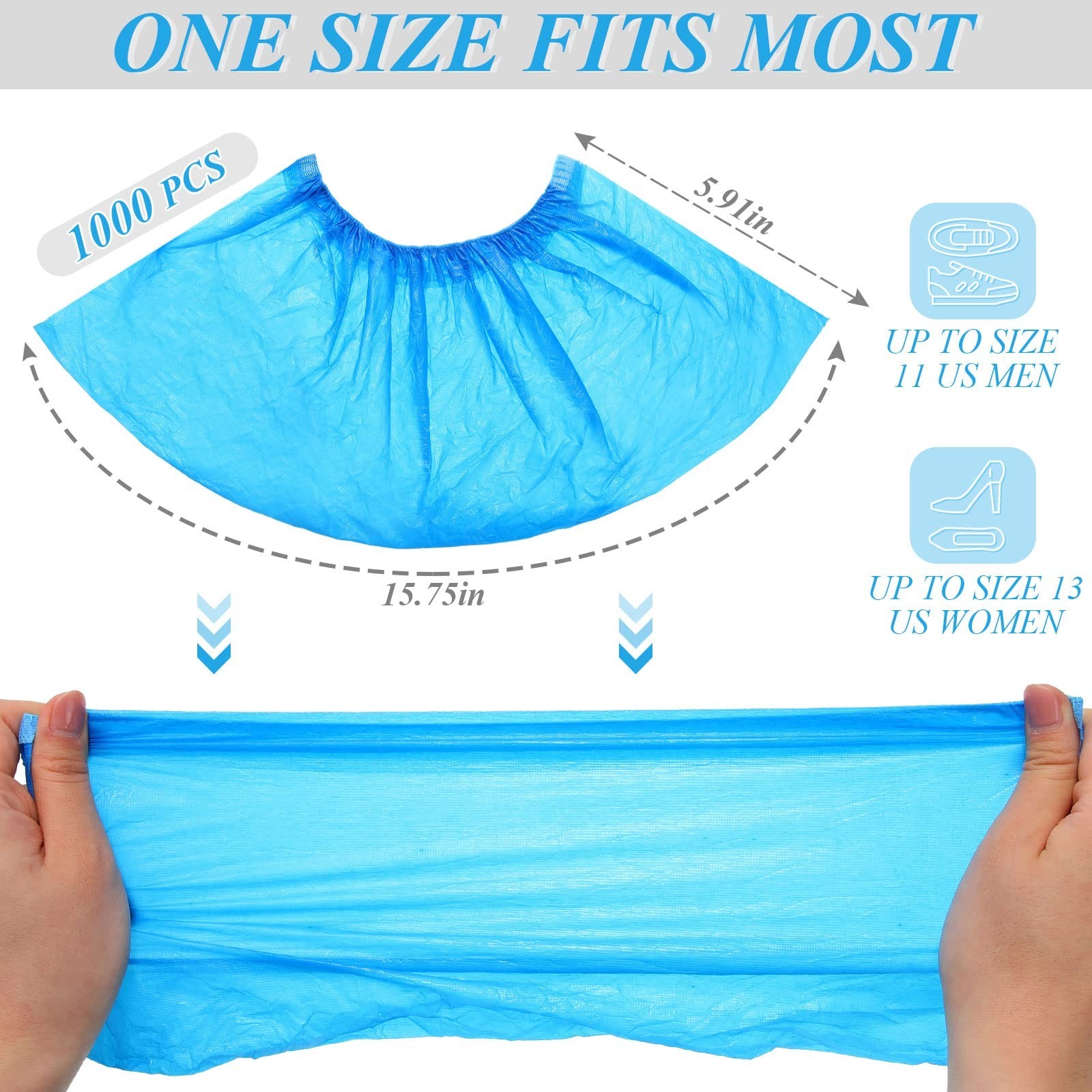 1000 Pcs Disposable Waterproof Shoe Covers, Nonslip Boot Protectors for Indoor U