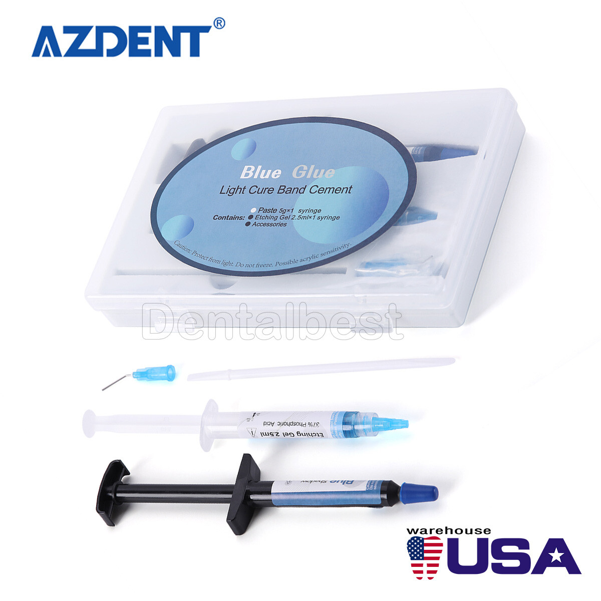 Dental Orthodontic Adhesive Light Cure Band Cement Shade Blue Glue Kit for Brace