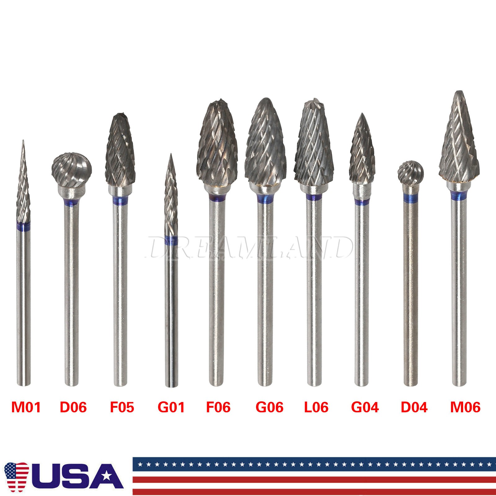 10 Pcs Tungsten Carbide HP Dental Acrylic Bur Drill Coarse Cutter 2.35mm Shank