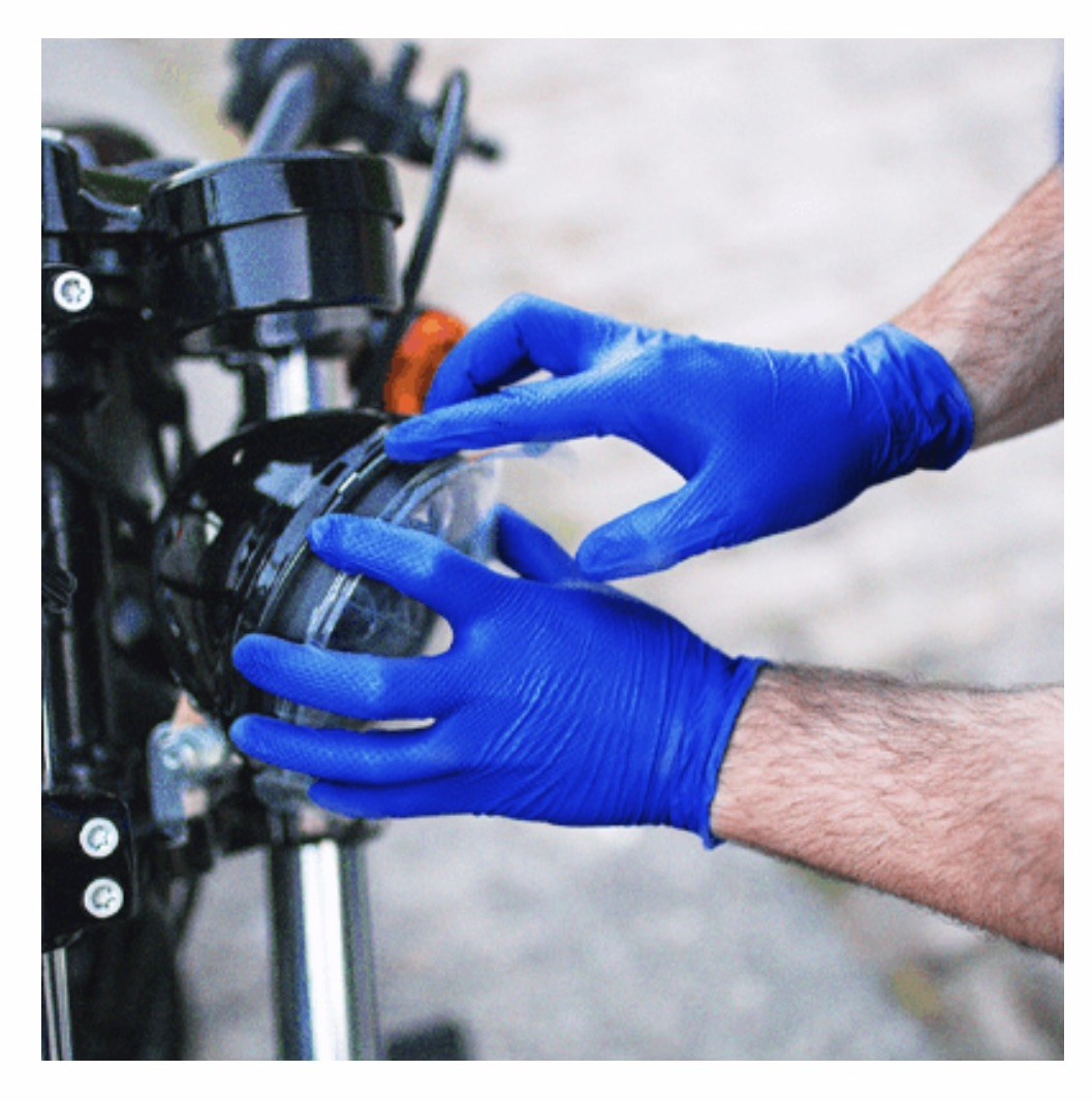Ammex GWRBN49100 Gloveworks Blue Nitrile Powder Free Industrial Gloves, 6 Mil