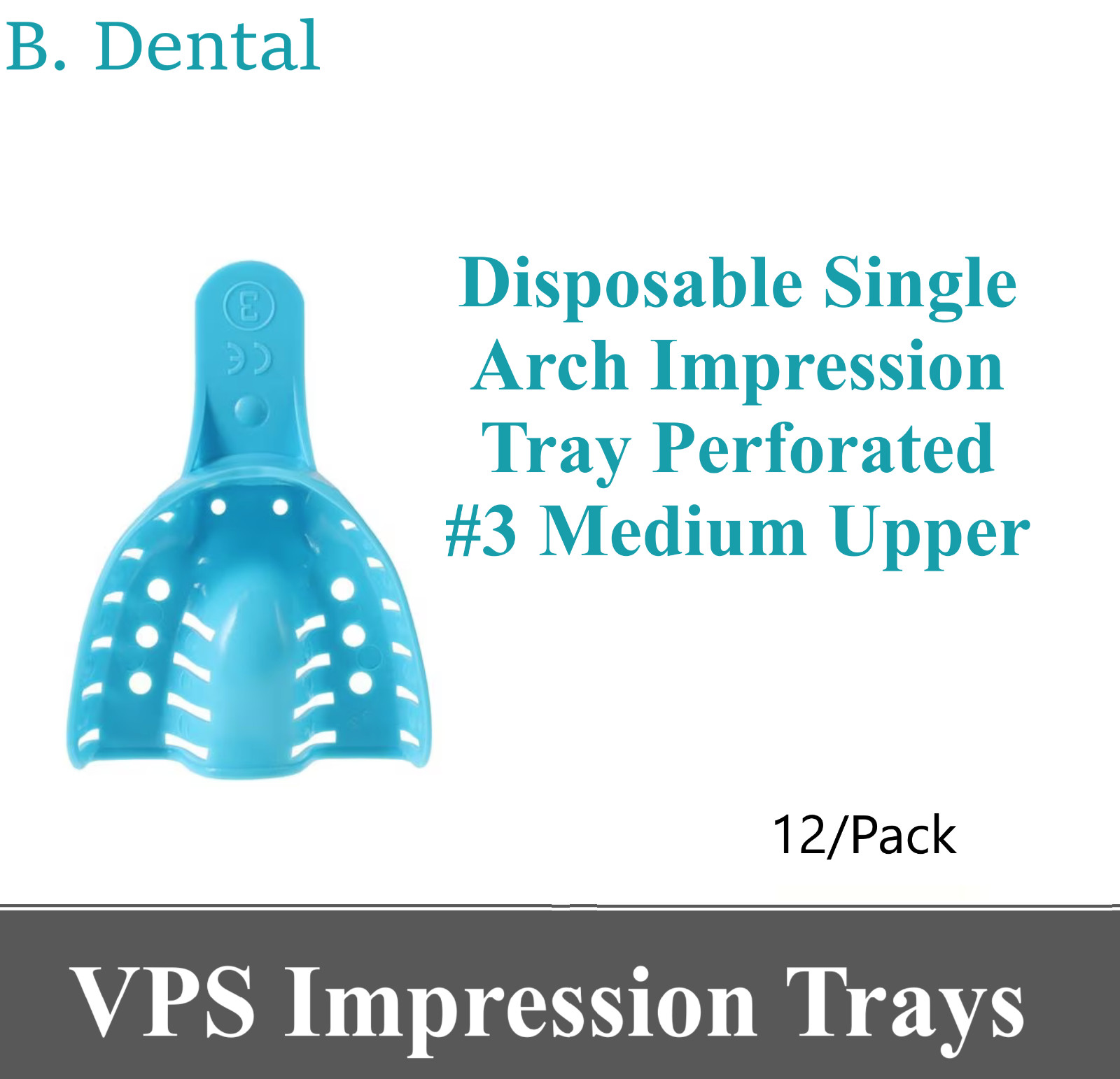 Dental Impression Trays Perforated Plastic Autoclave (CHOOSE SIZE) (1 Bag of 12)