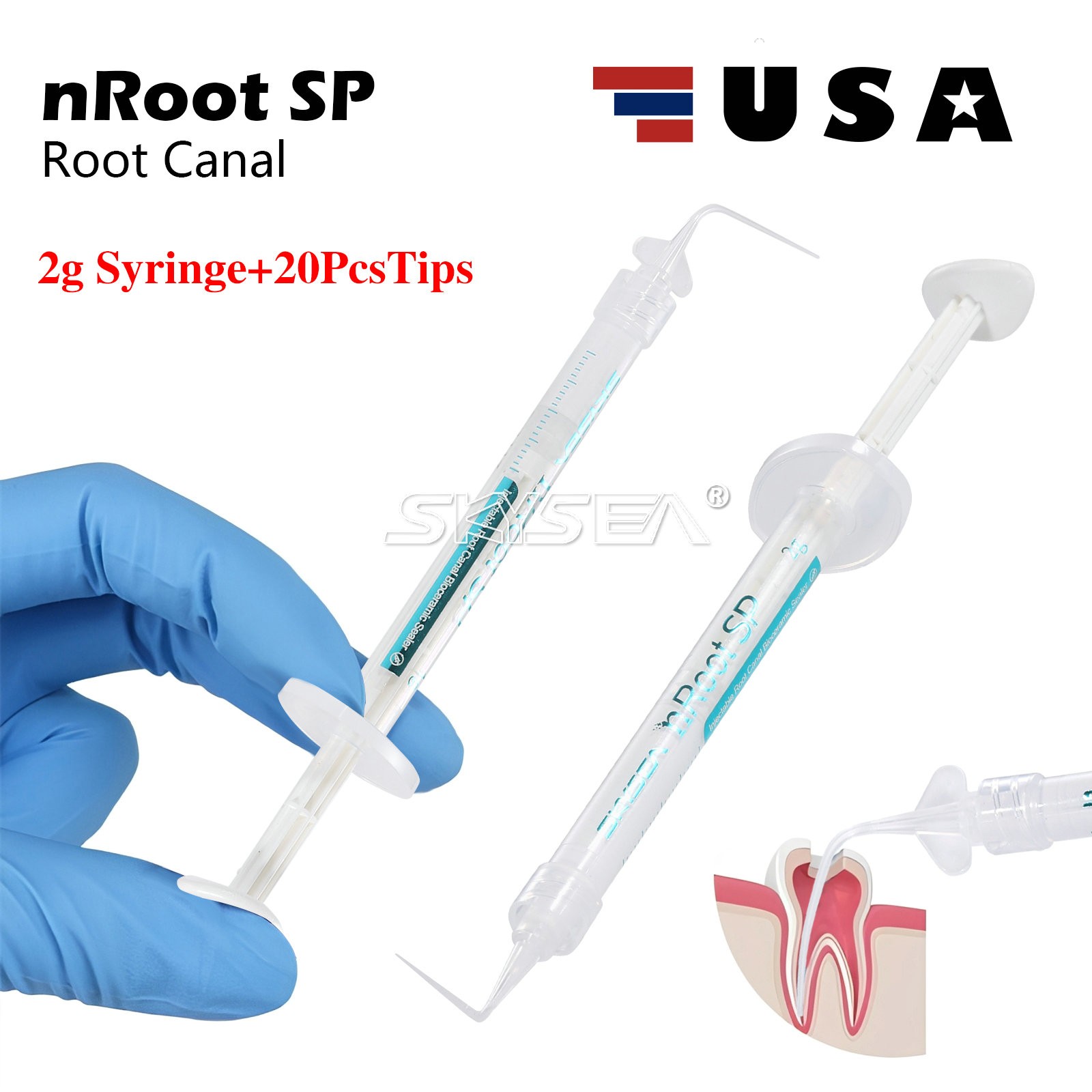 Dental nRoot canal bioceramic sealer Endo Filling Cement SP 2g Syringe + 20 Tips