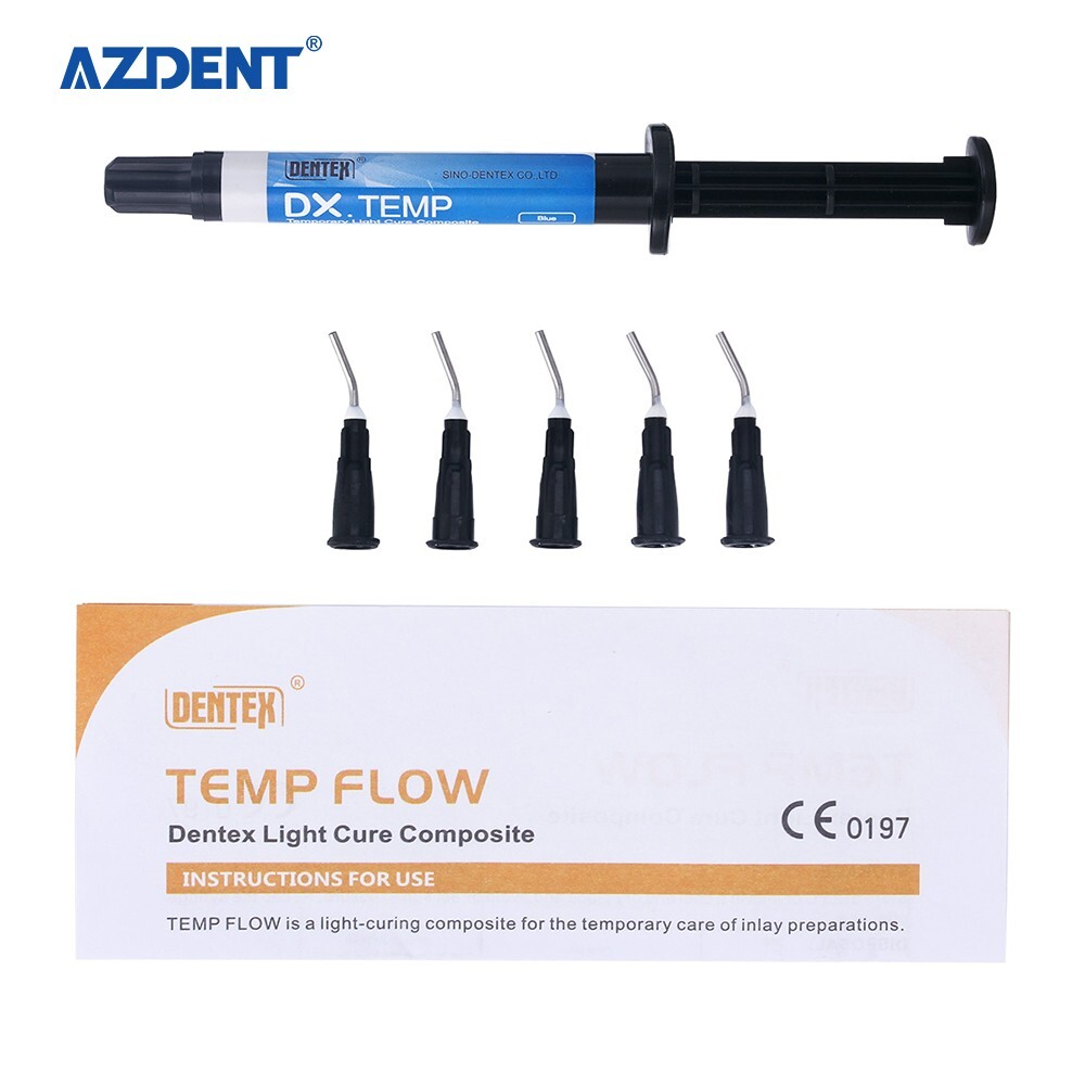 20pack Dentex DX.TEMP Dental Composite Resin 2.5g Temporary Flow Light Cure Blue