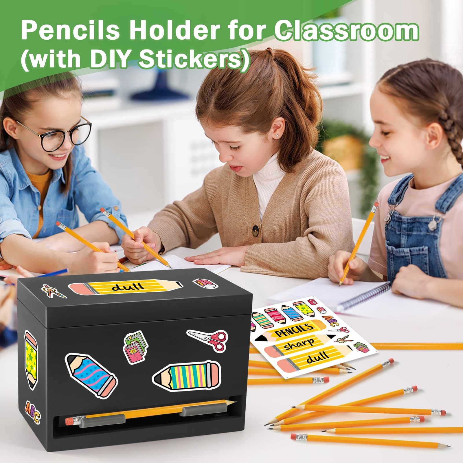Aigybobo Pencil Dispenser For Classroom Wooden Pencil Holder For Desk Teacher