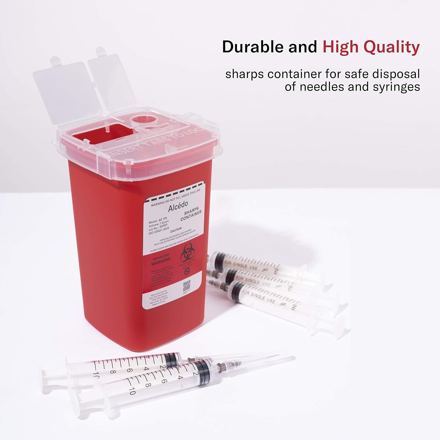 Portable 1 Quart Sharps Container Set for Home & Professional Use – 3 Count