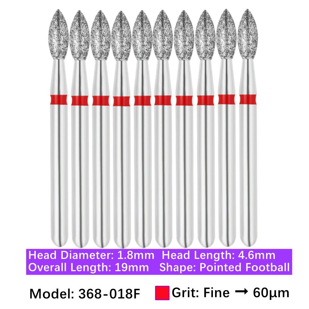 Vakker Dental Football FG Diamond Bur 368-018F Fine Grit 10/pk