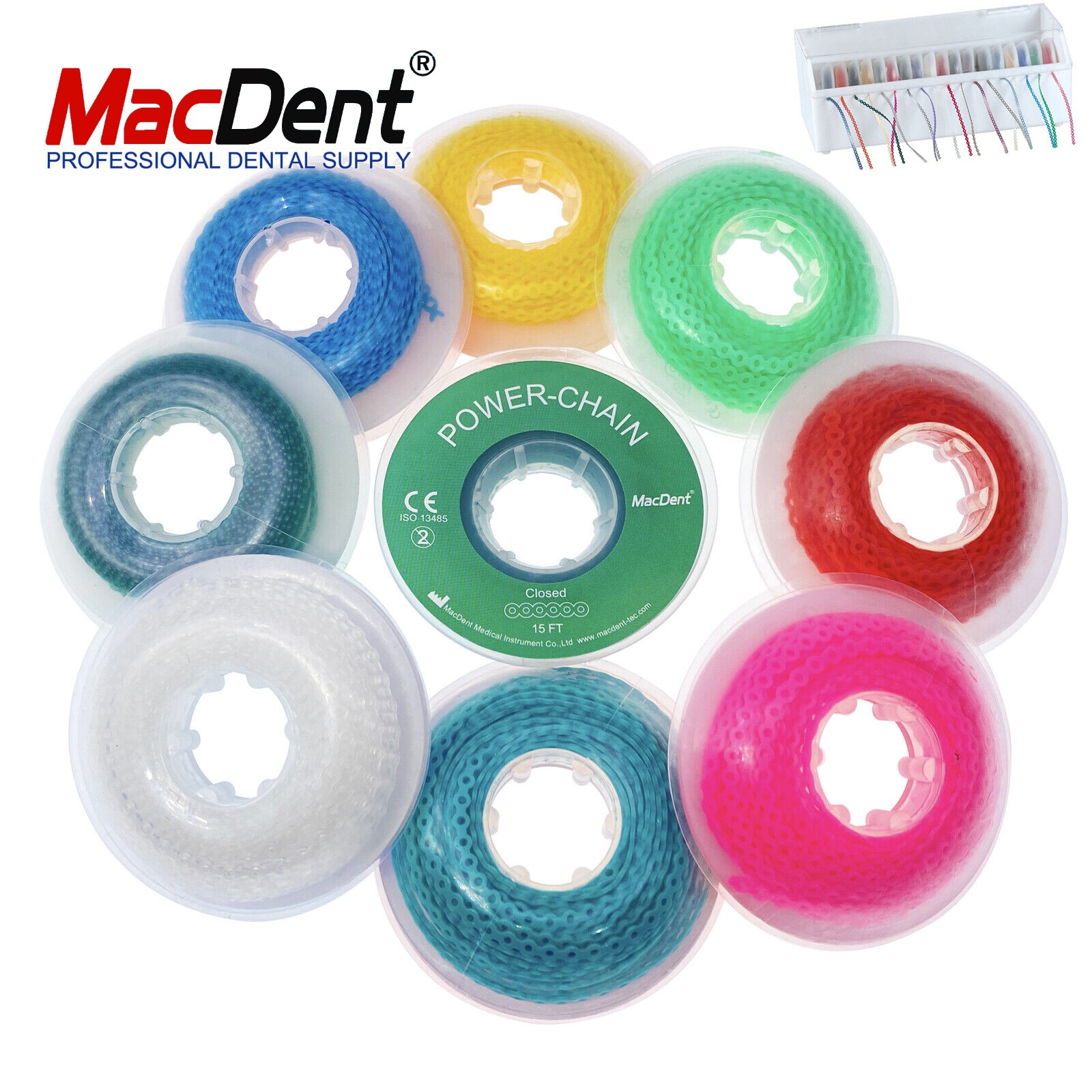 Dental Power Chains Ortho Elastic Ultra Spool Closed/Short/Long For Wire Braces