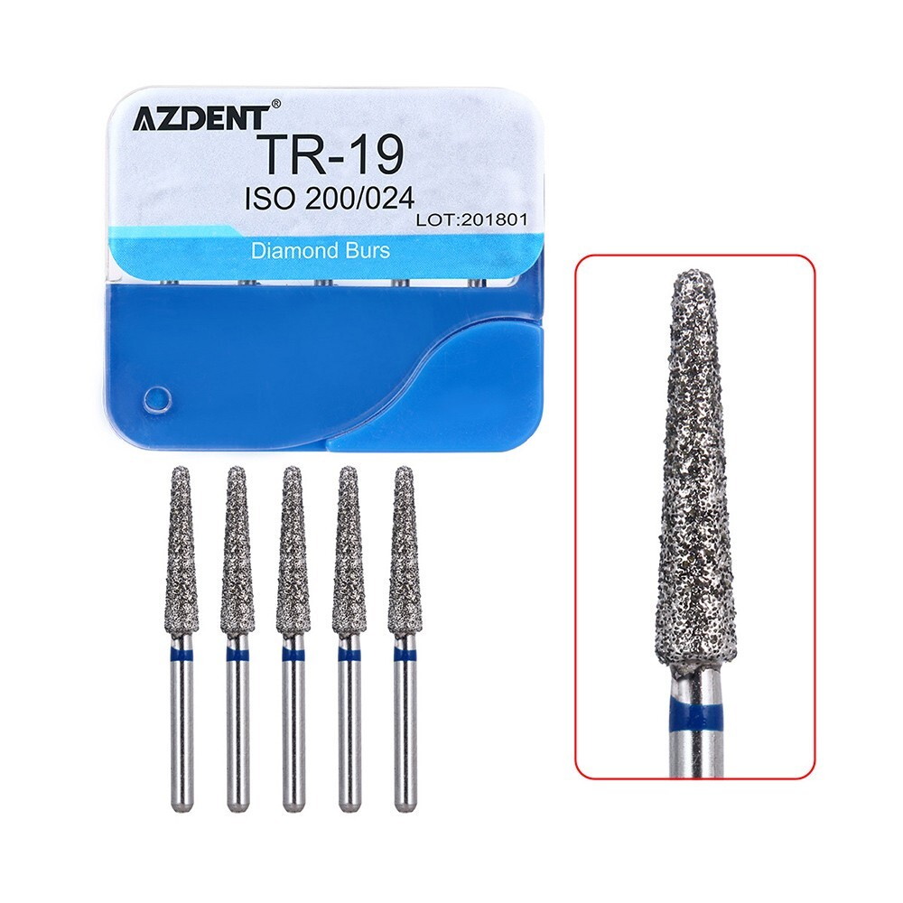 100Pcs 20 Types Dental Diamond Burs High Speed Handpiece Friction Grip AZDENT