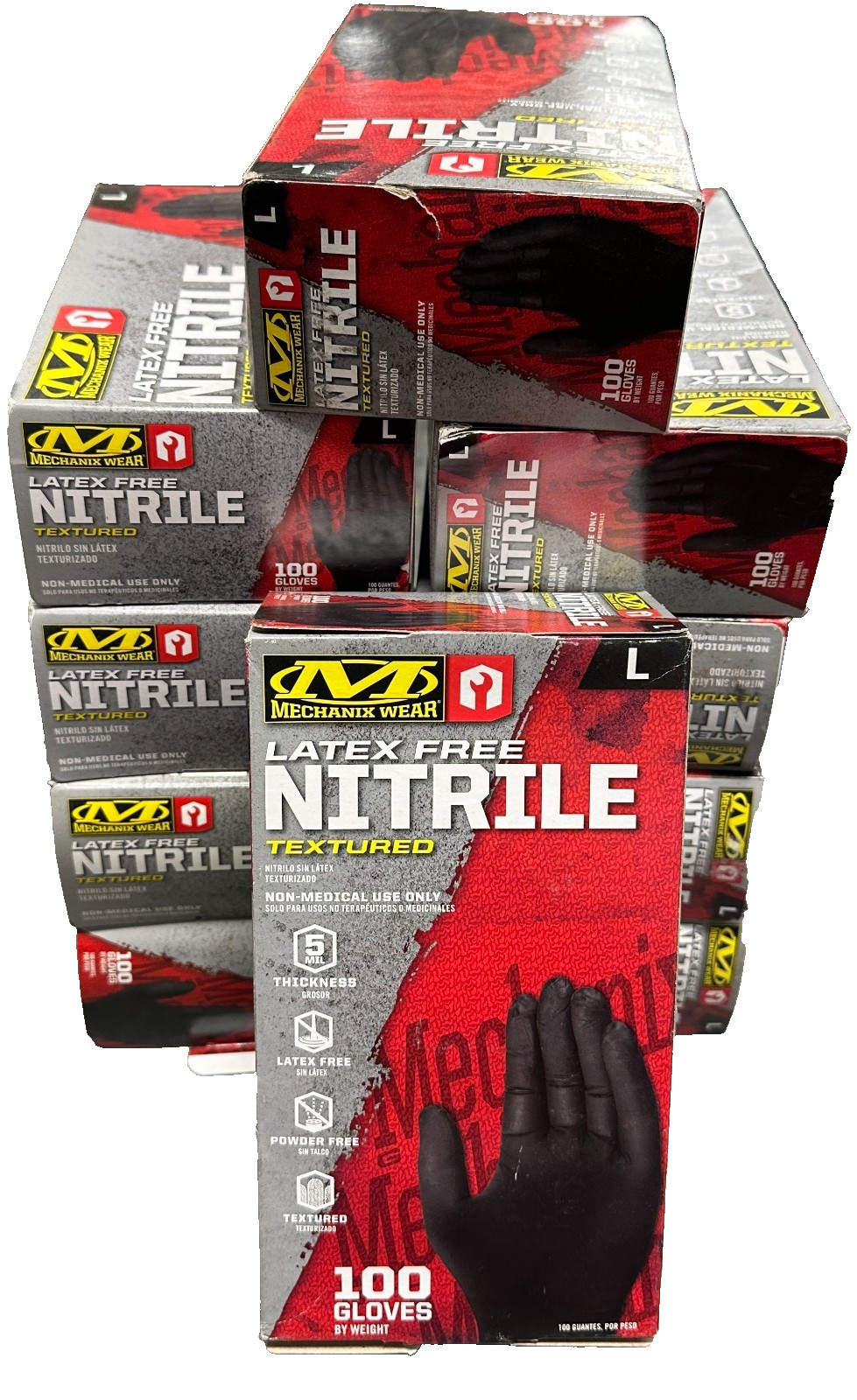 10 BOXES 5 Mil Large Mechanix Wear Latex Free Nitrile Textured Gloves 1000 Total