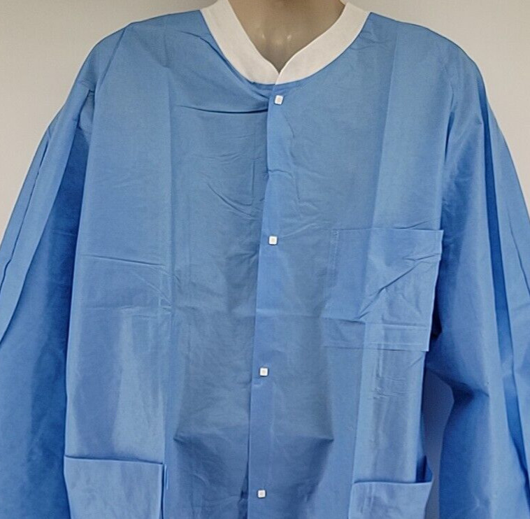 Kimtech Lab Coats A8 Certified Knit Cuffs 10034 Case of 25 Blue 2XL