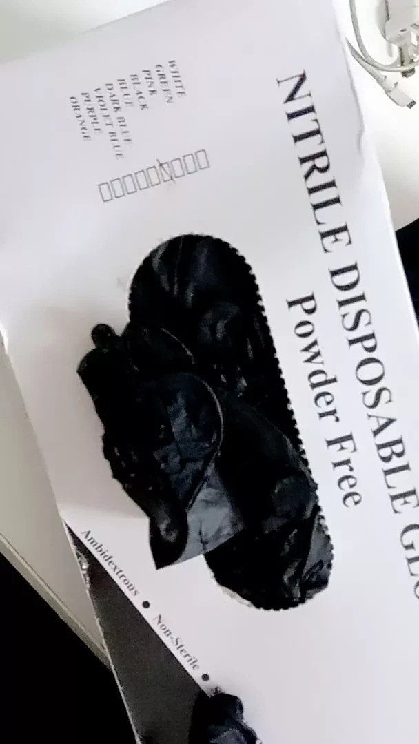 (200PCS) New Quality Nitrile Glove Powder Free / Black Thick / Size L