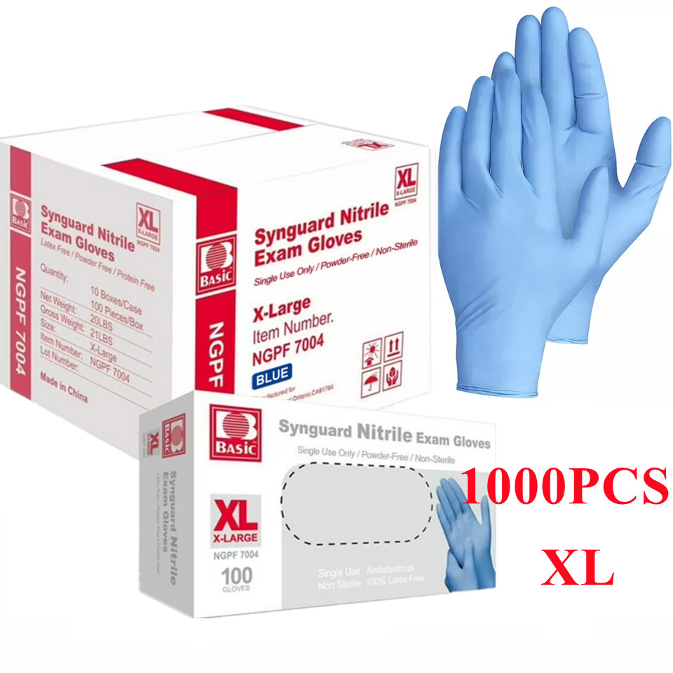 1000PC Disposable Nitrile Gloves Medical Exam Gloves Latex & Powder Free XL SIZE