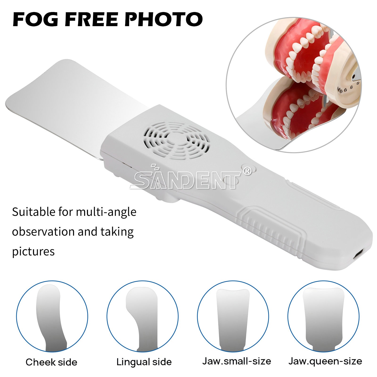 Dental Occlusal Mirror Fog Free LED Intra Oral Photo System +4 Mirrors Defog