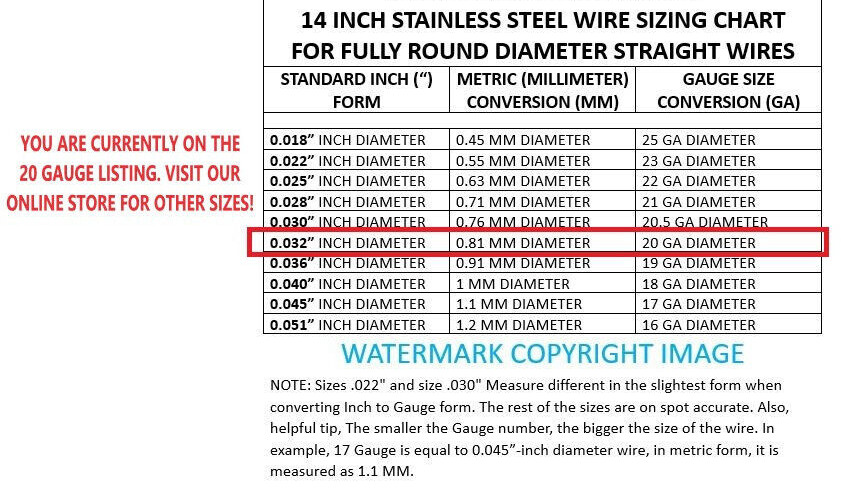 14 inch FULL ROUND Dental Stainless Steel Clasp Wire – 20 (GA) Gauge -100 Pieces