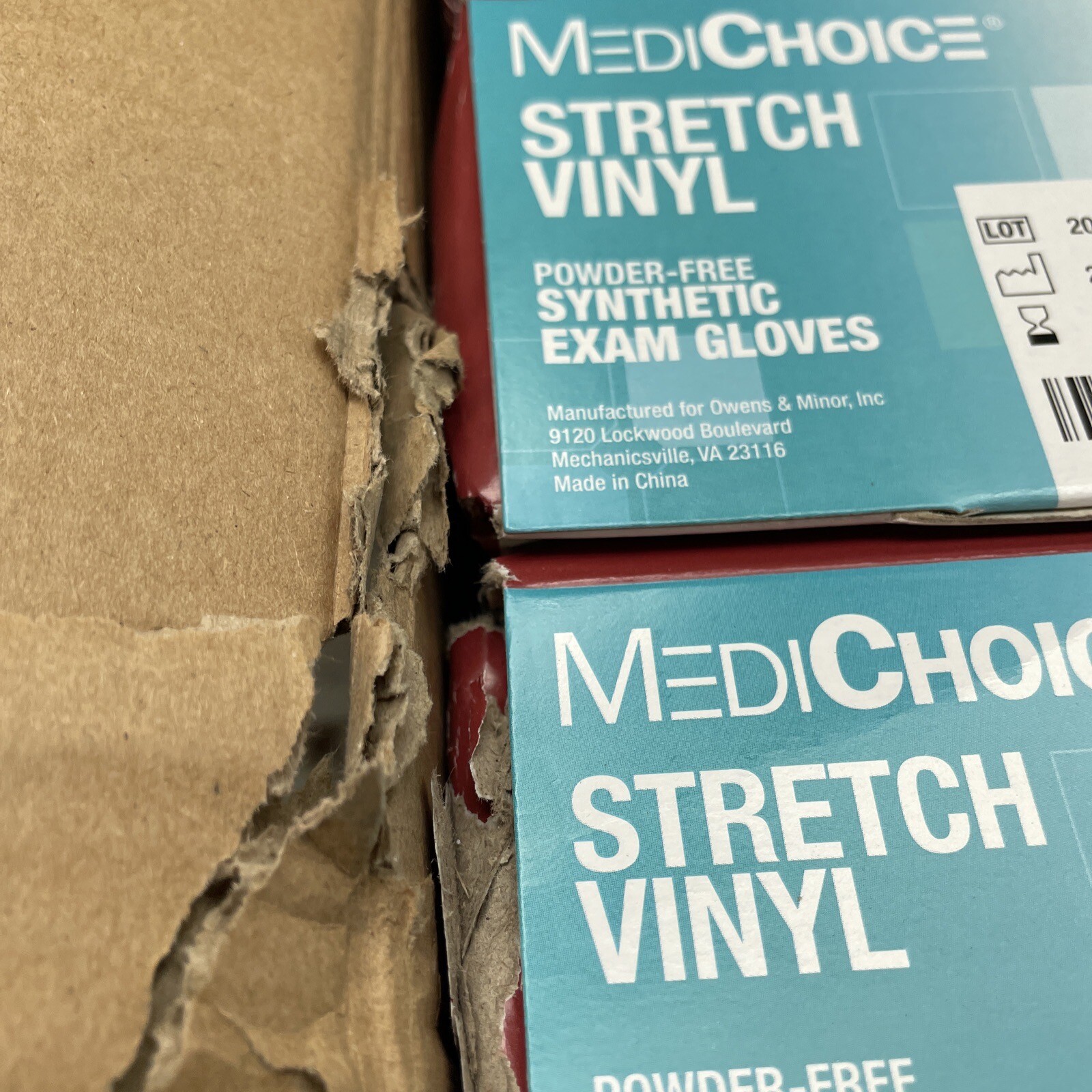 Dented Case Medi Choice Size: LARGE Stretch Vinyl EXAM GLOVES See Dates