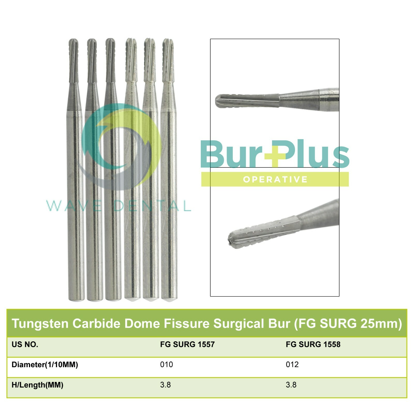 Wave Dental Surgical Burs FG 1557 1558 Carbide Round End Cross Cut FGOS 25mm