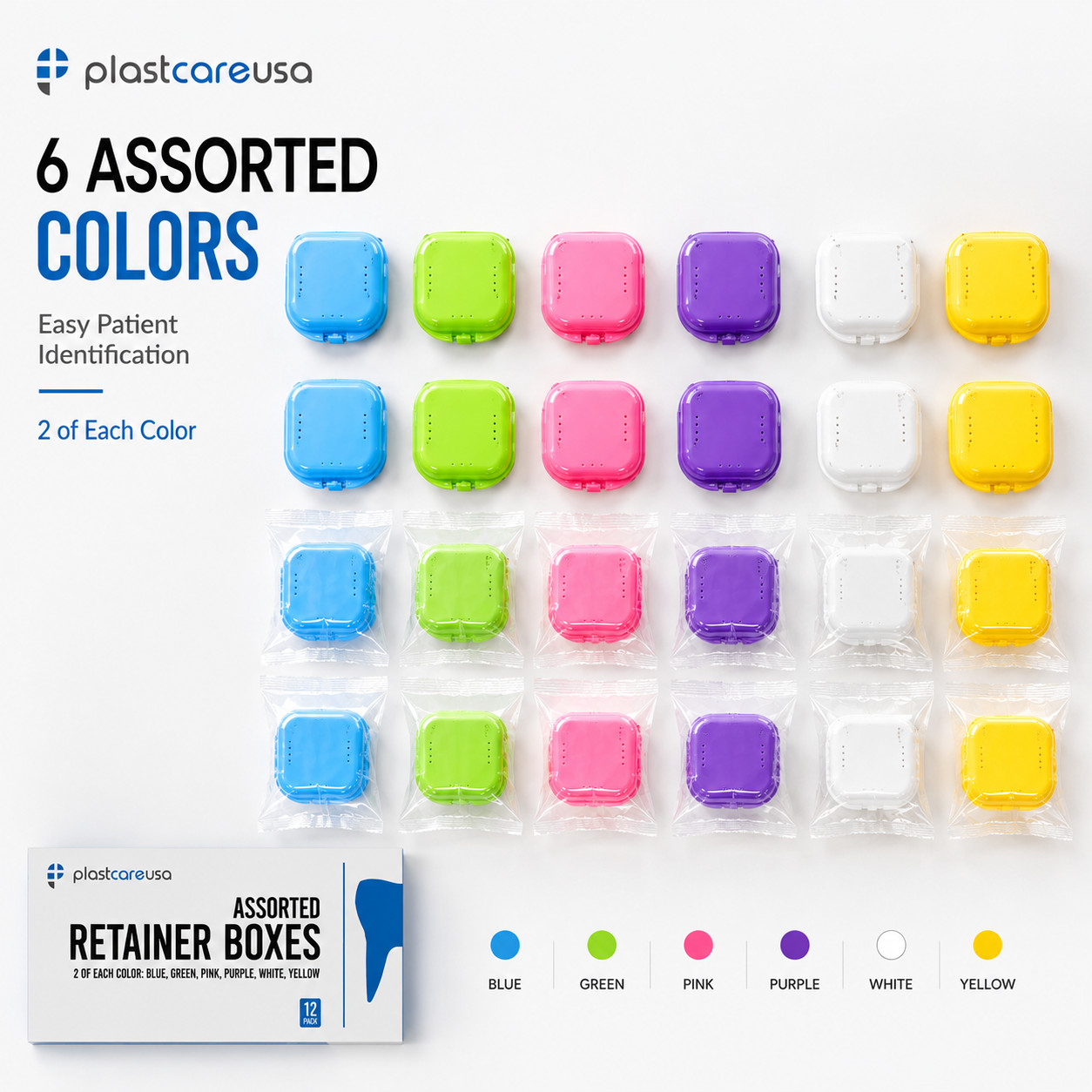 Sealed Assorted Dental Retainer Boxes Denture Case, Mouthguard Containers