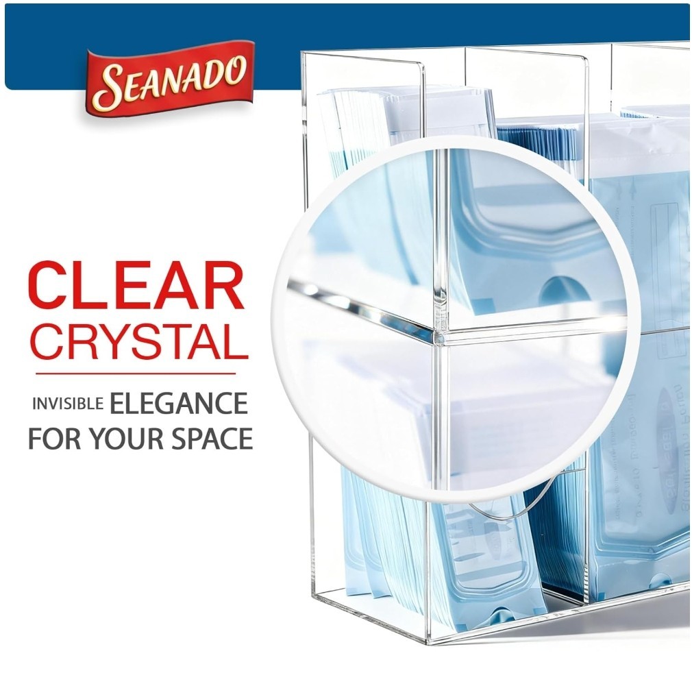 Sterilization Pouch Organizer –4-Compartment Acrylic Dispenser Holder,Wall Mount