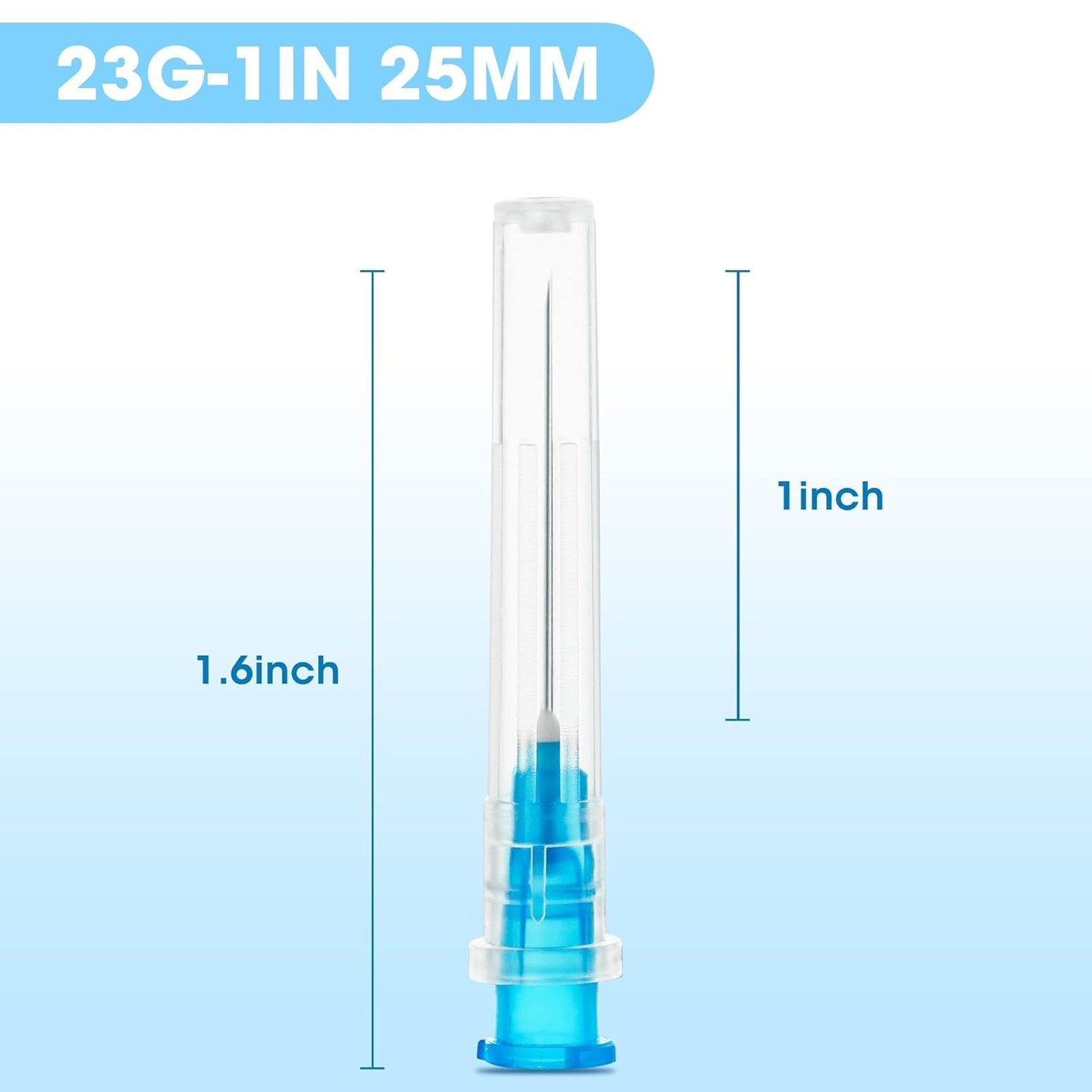 23 Gauge 1 Inch Disposable Needles with Caps Luer Lock Lab Dispensing