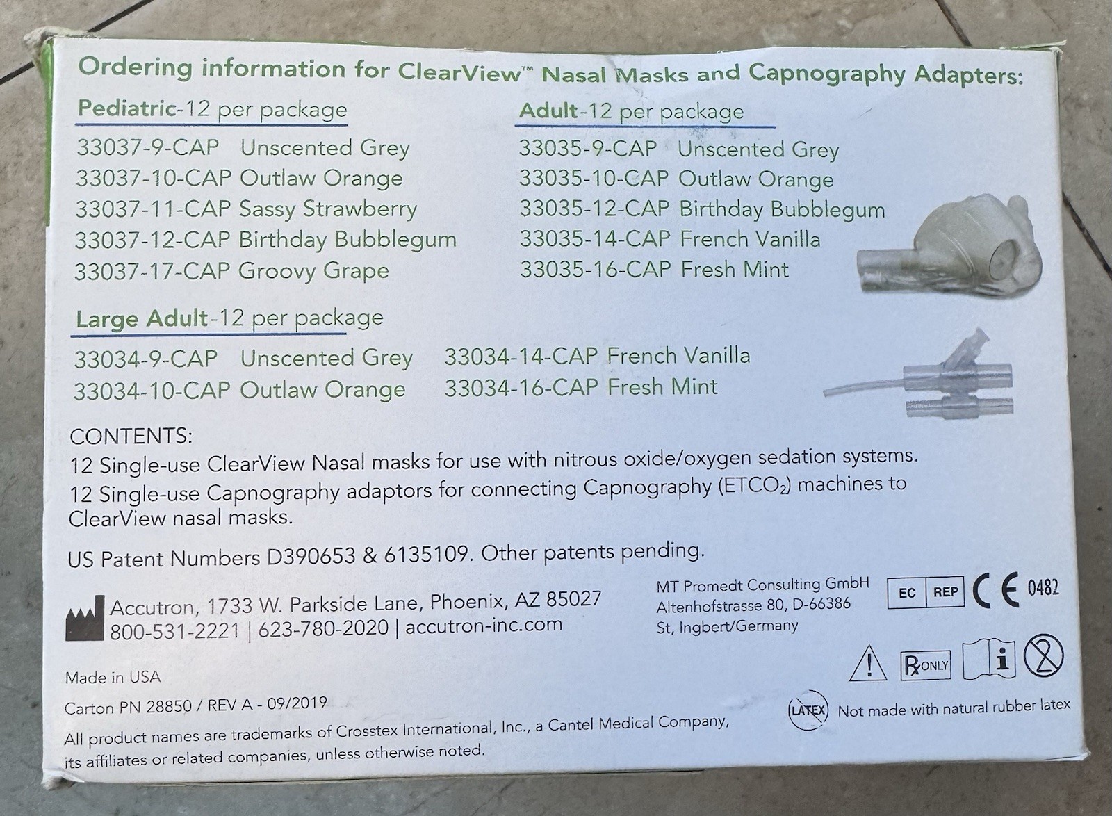 ClearView Single-Use Nasal Mask Adult Unscented Grey 12/Pack