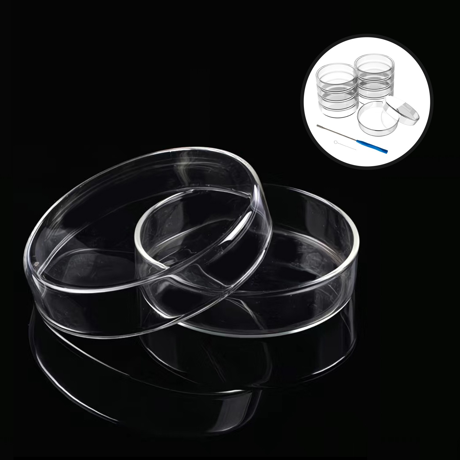 10Pcs 90mm Glass Petri Dish with Lids High Borosilicate Bacterial Culture Dishes