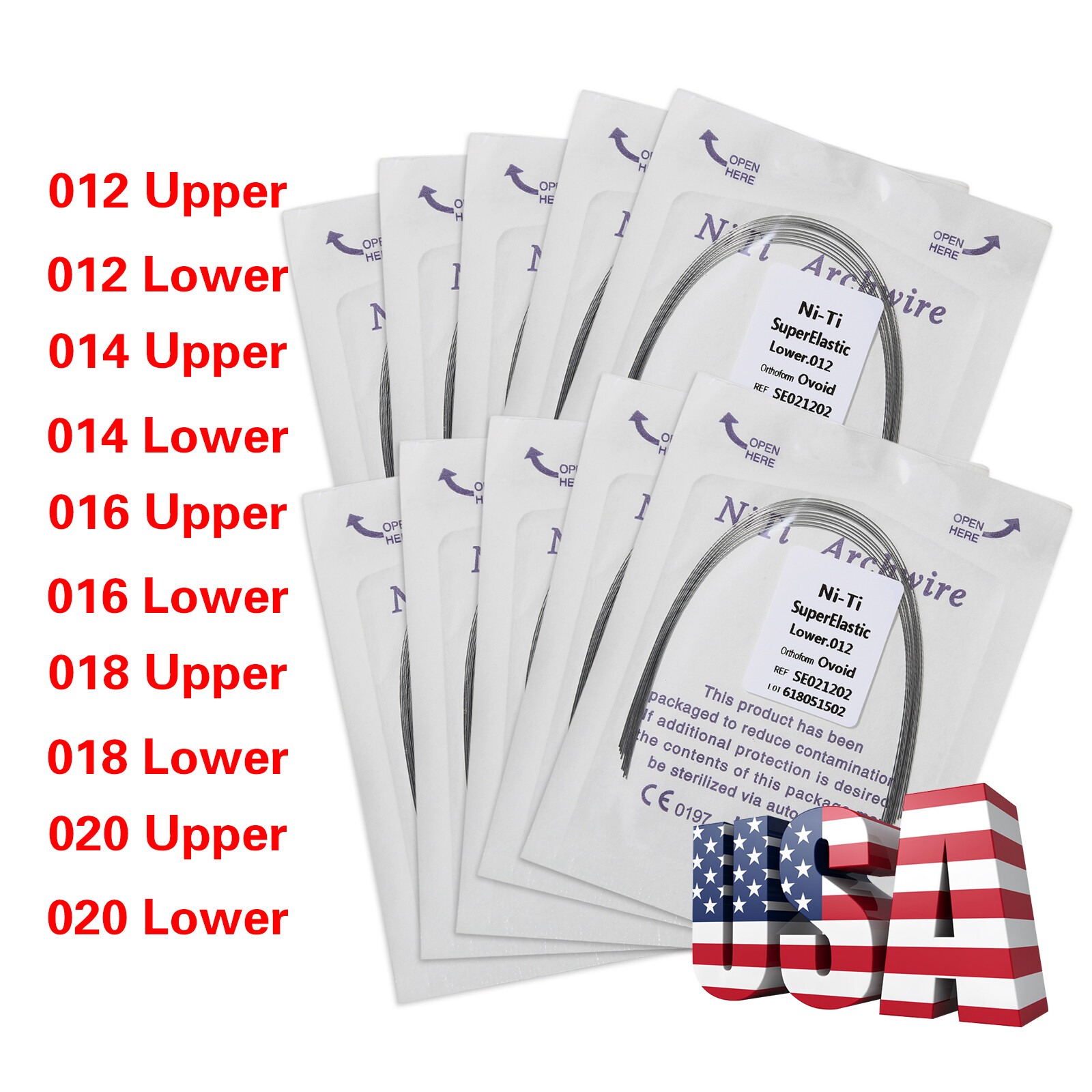 100PCS Dental Orthodontic Round Arch Wire Super Elastic NITI Ovoid Form Sizes ns