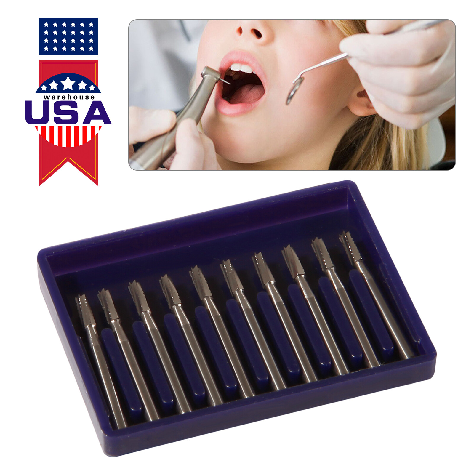 10Pcs FG-558 Dental Tungsten Carbide Steel Burs for High Speed Handpiece
