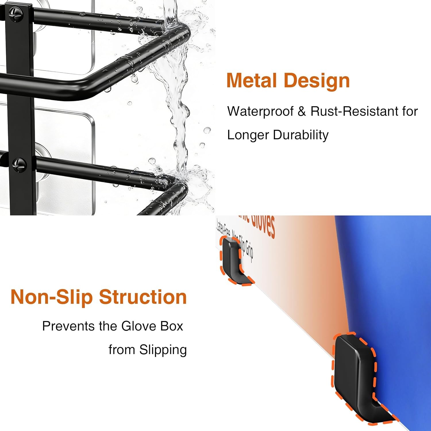 Adhesive Glove Box Holder Wall Mount, Metal Disposable Gloves Dispenser for