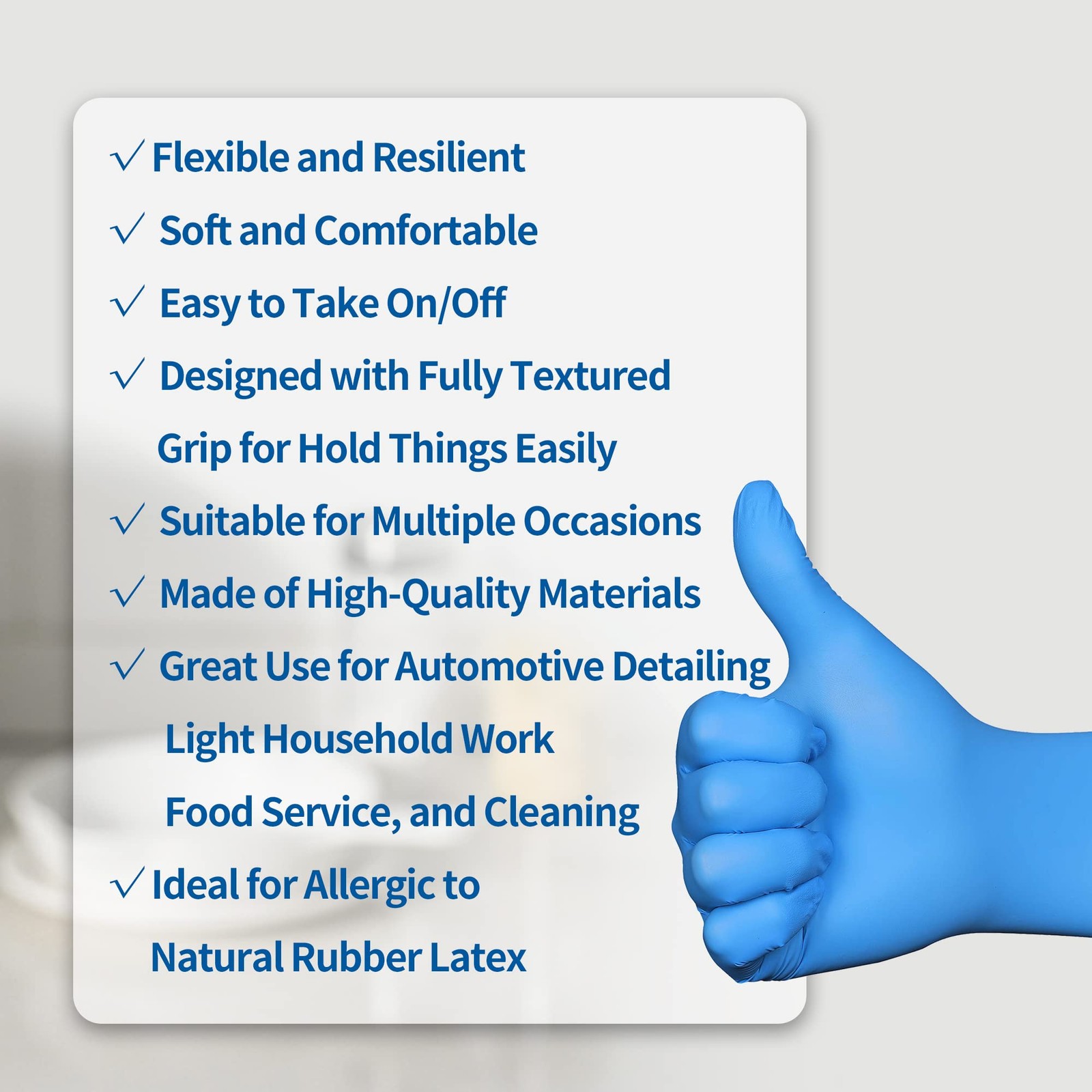 Daddy’s Choice Disposable Blue Nitrile Gloves, Size Large (Pack of 100),