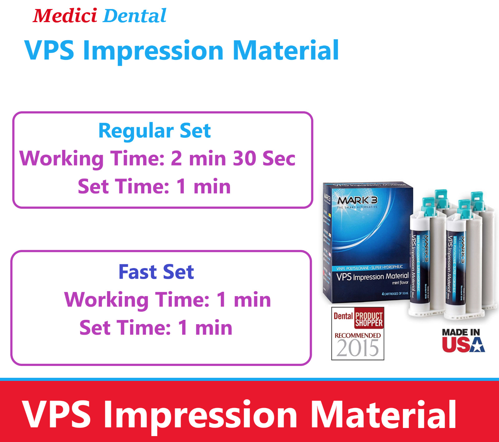 MARK3 Dental VPS Impression Material HEAVY BODY FAST SET Alginate made in USA