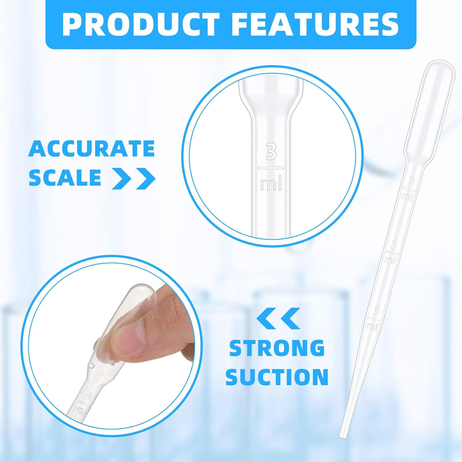 1000 Pcs Plastic Pipettes Droppers 3Ml Disposable Transfer Pipettes Eye Dropper
