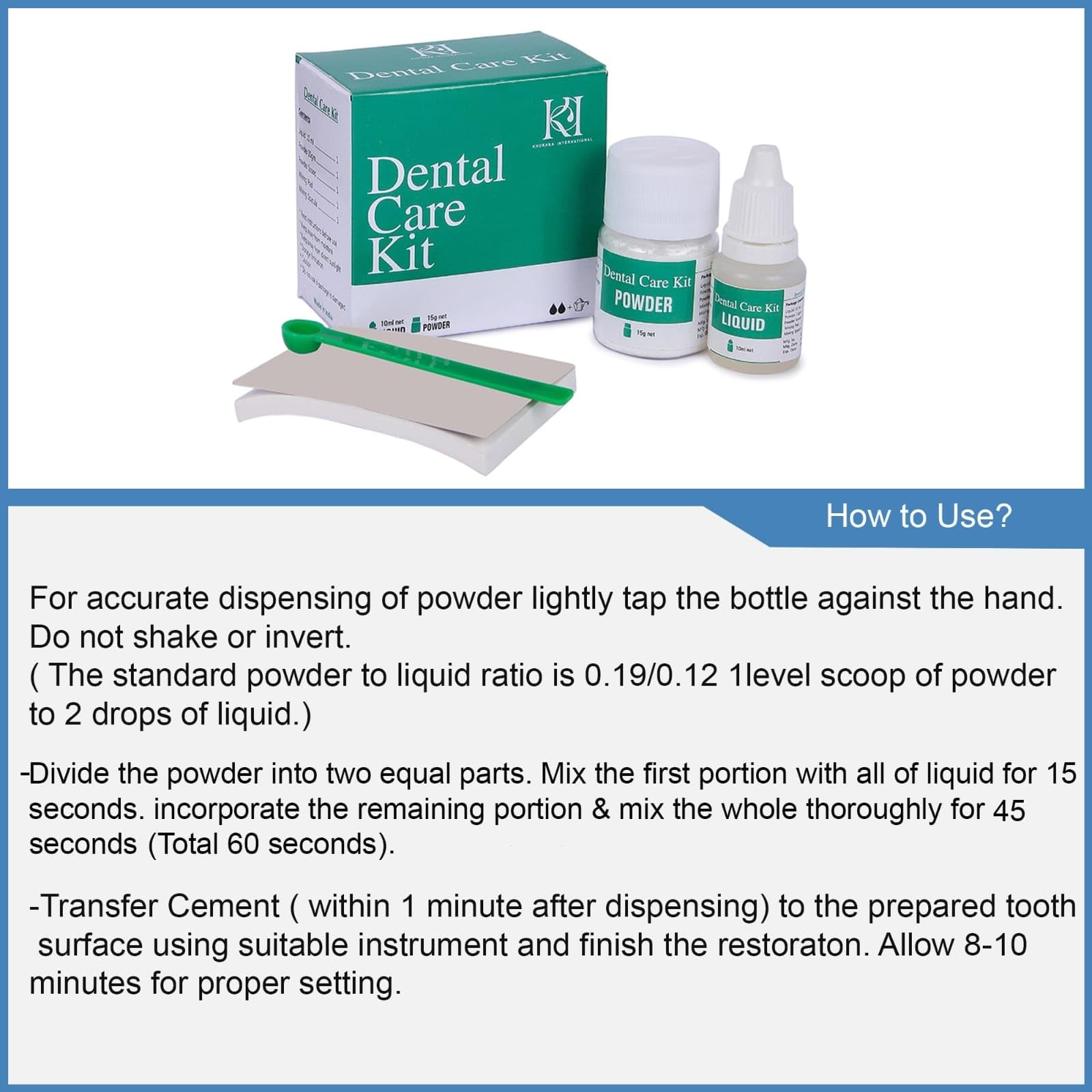 KI Zinc Oxide-Eugenol Dental Cement Kit for Crowns & Clear or Transparent