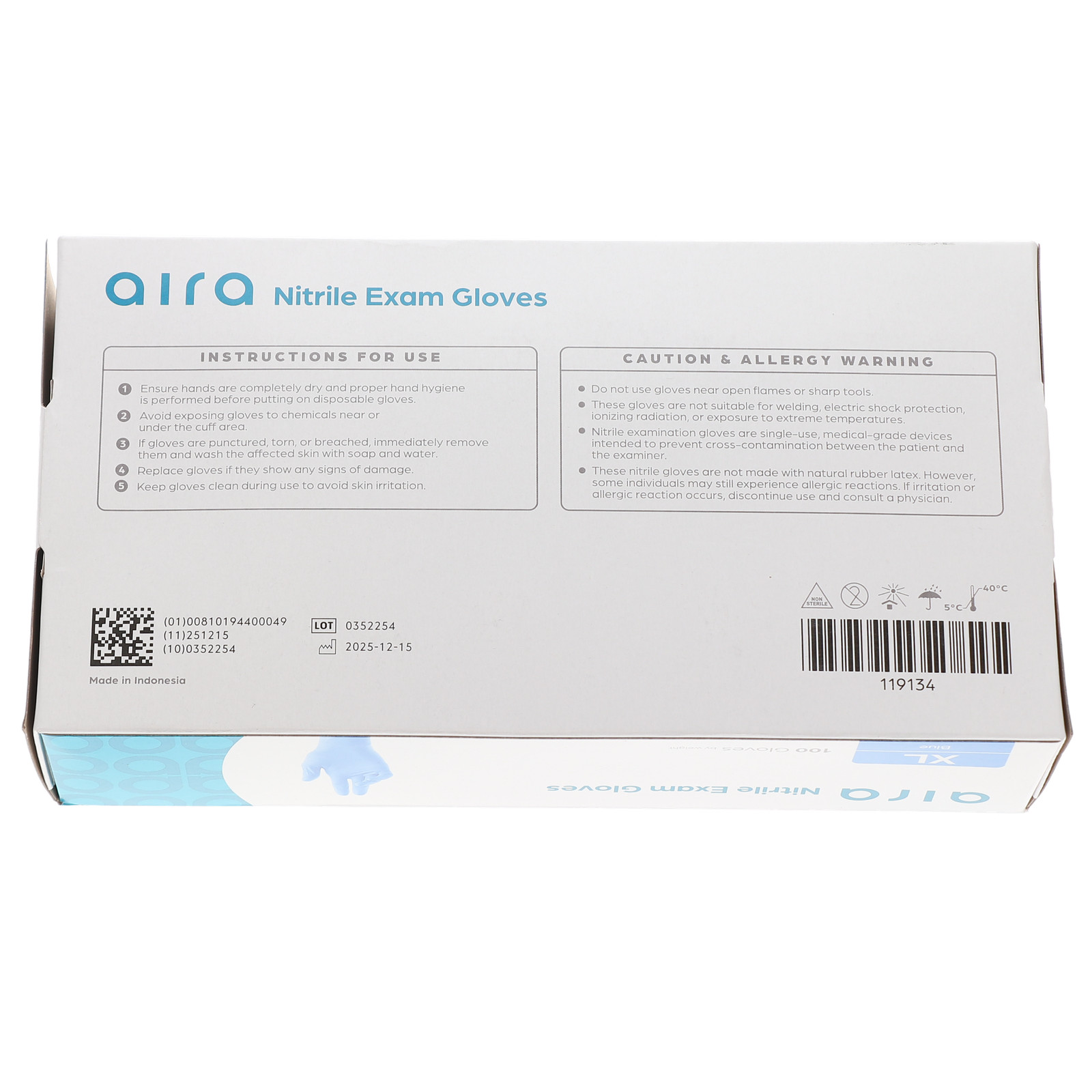 House Brand Dentistry 119134 Nitrile Exam Gloves PF Textured Blue 100/Bx X-Large