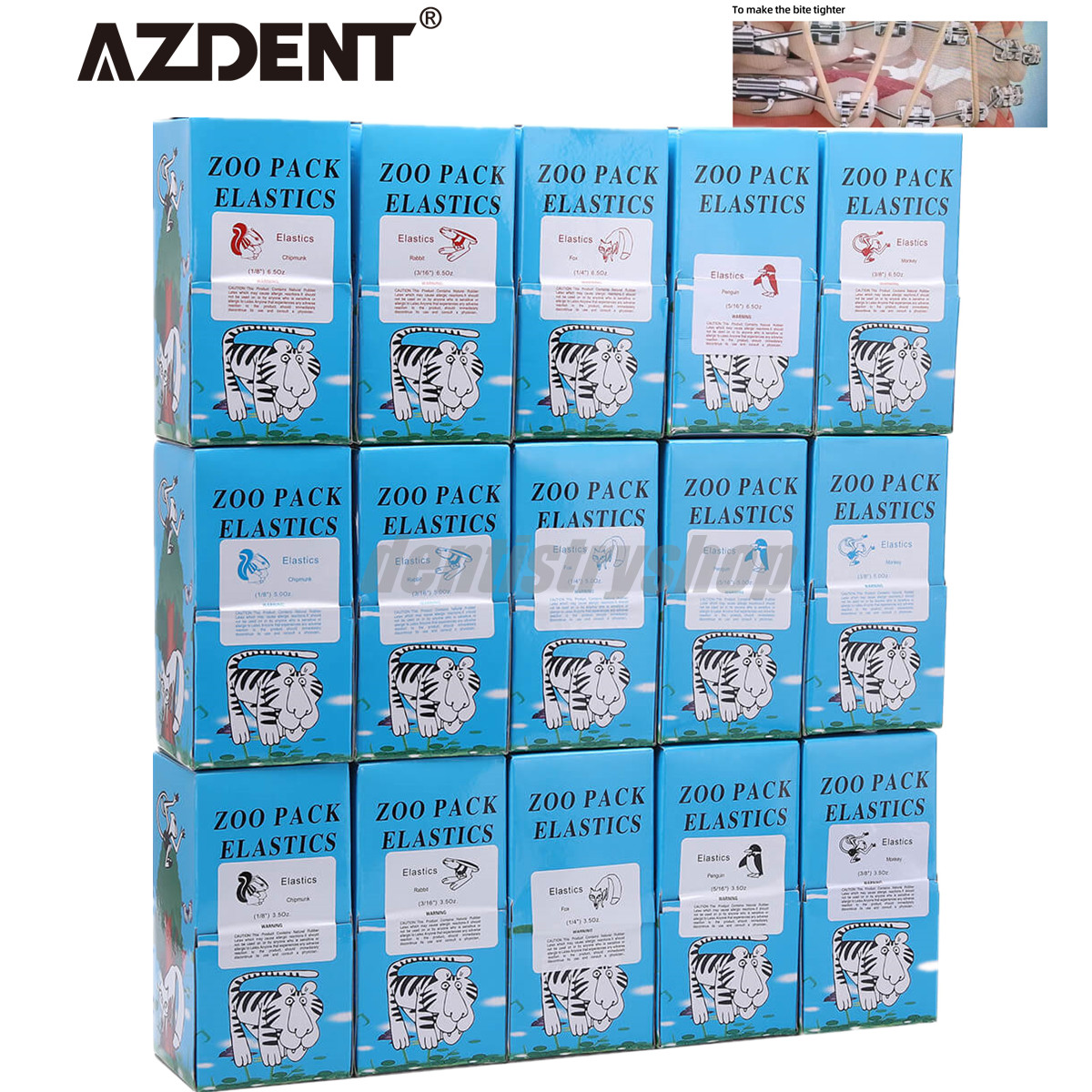 5000Pcs AZDENT Dental Orthodontic Elastics Braces Rubber Bands 3.5oz/5.0oz/6.5oz