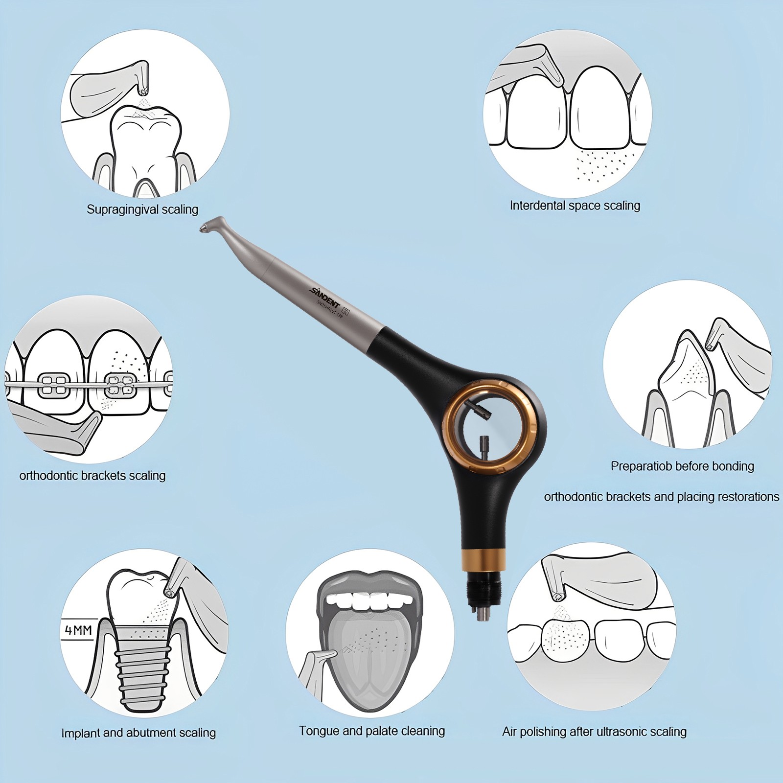 Woodpecker Style Dental Air Polisher AP-H Supragingival Polishing Handpiece