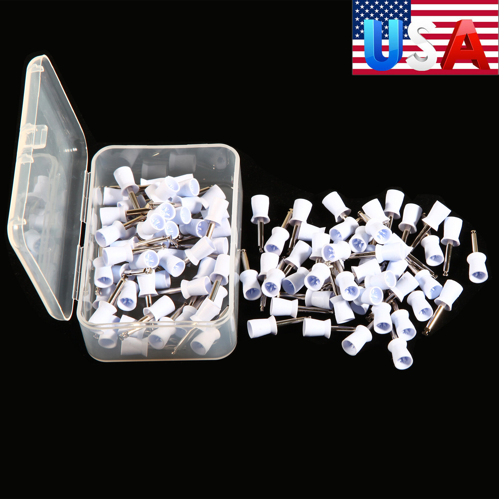 100 pieces USA Dental Rubber Prophy Tooth Polishing Cups brushes white $7.59