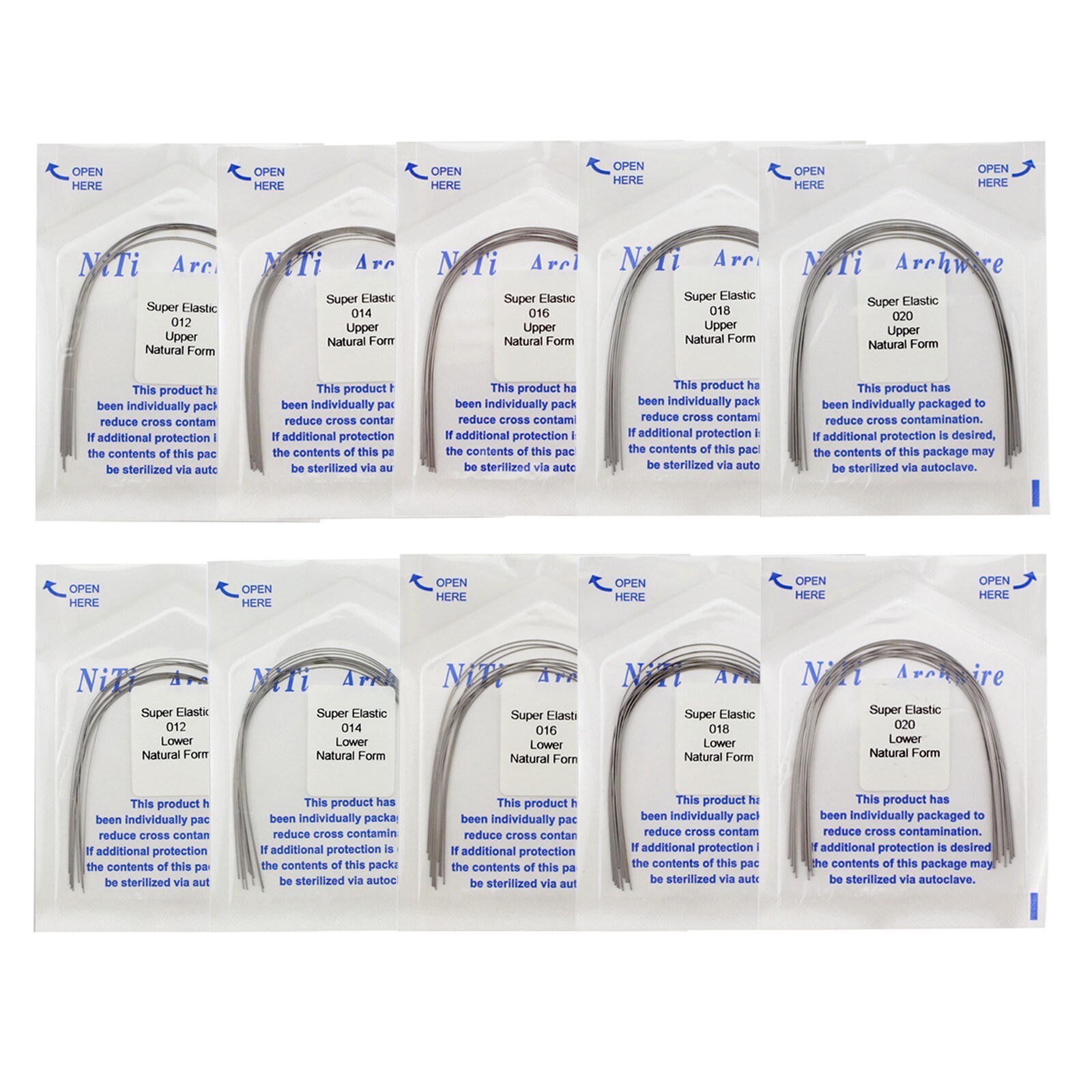 100PCS Dental Orthodontic Niti Arch Wire Natural Form Arches Round Rectangular