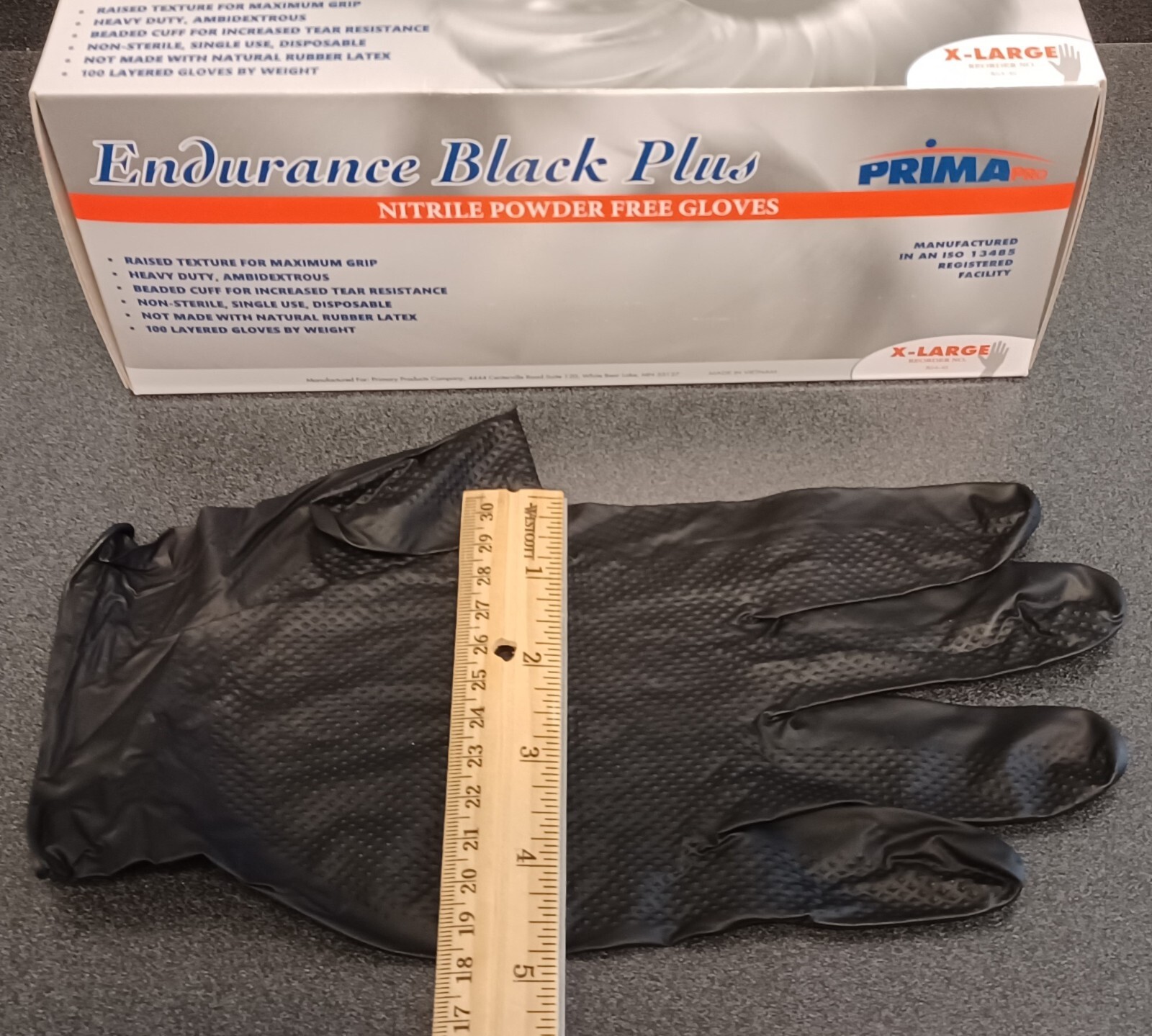 Nitrile Gloves 8 Mil Diamond Texture Black Endurance Plus Case of 1,000 PCS